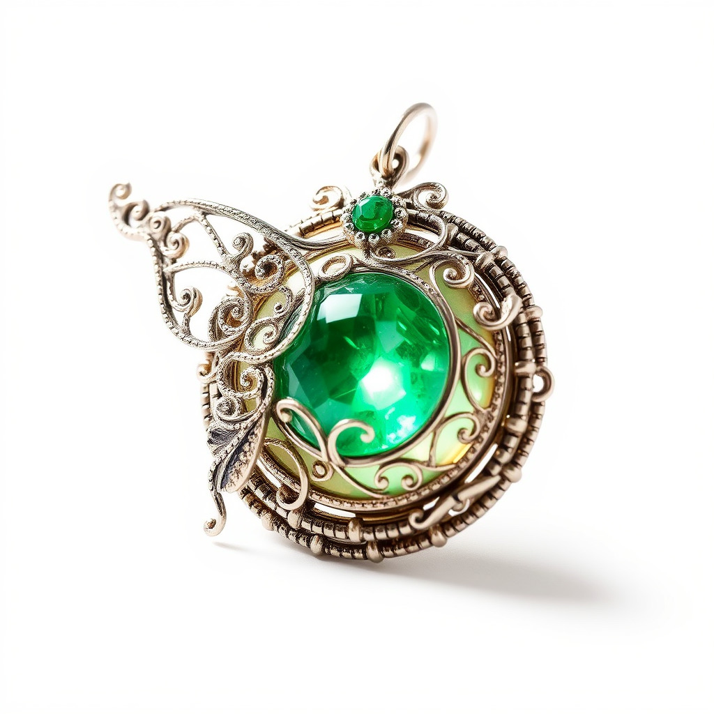 Intricate Emerald Pendant D Model Pack Low-poly 3D model_2