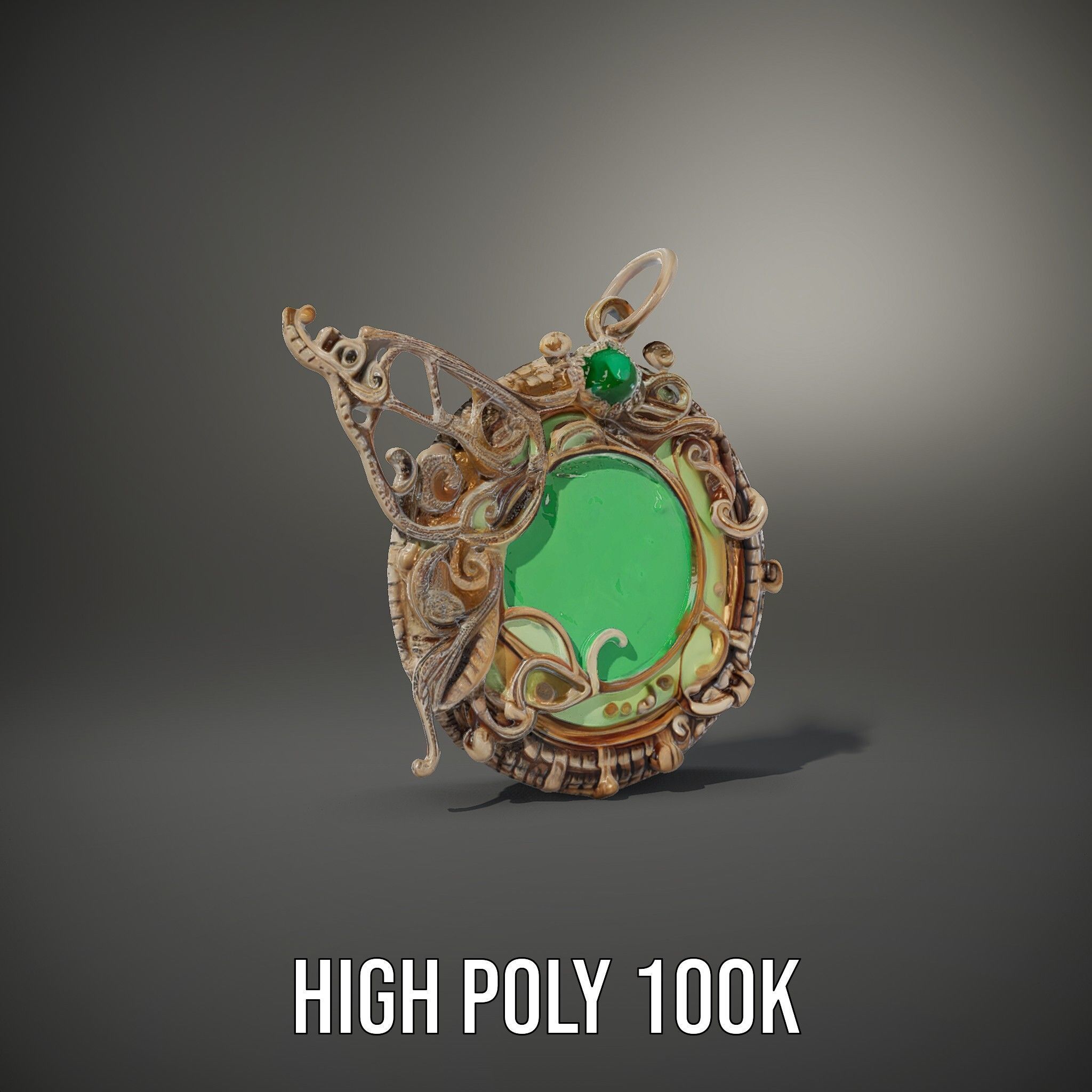 Intricate Emerald Pendant D Model Pack Low-poly 3D model_20
