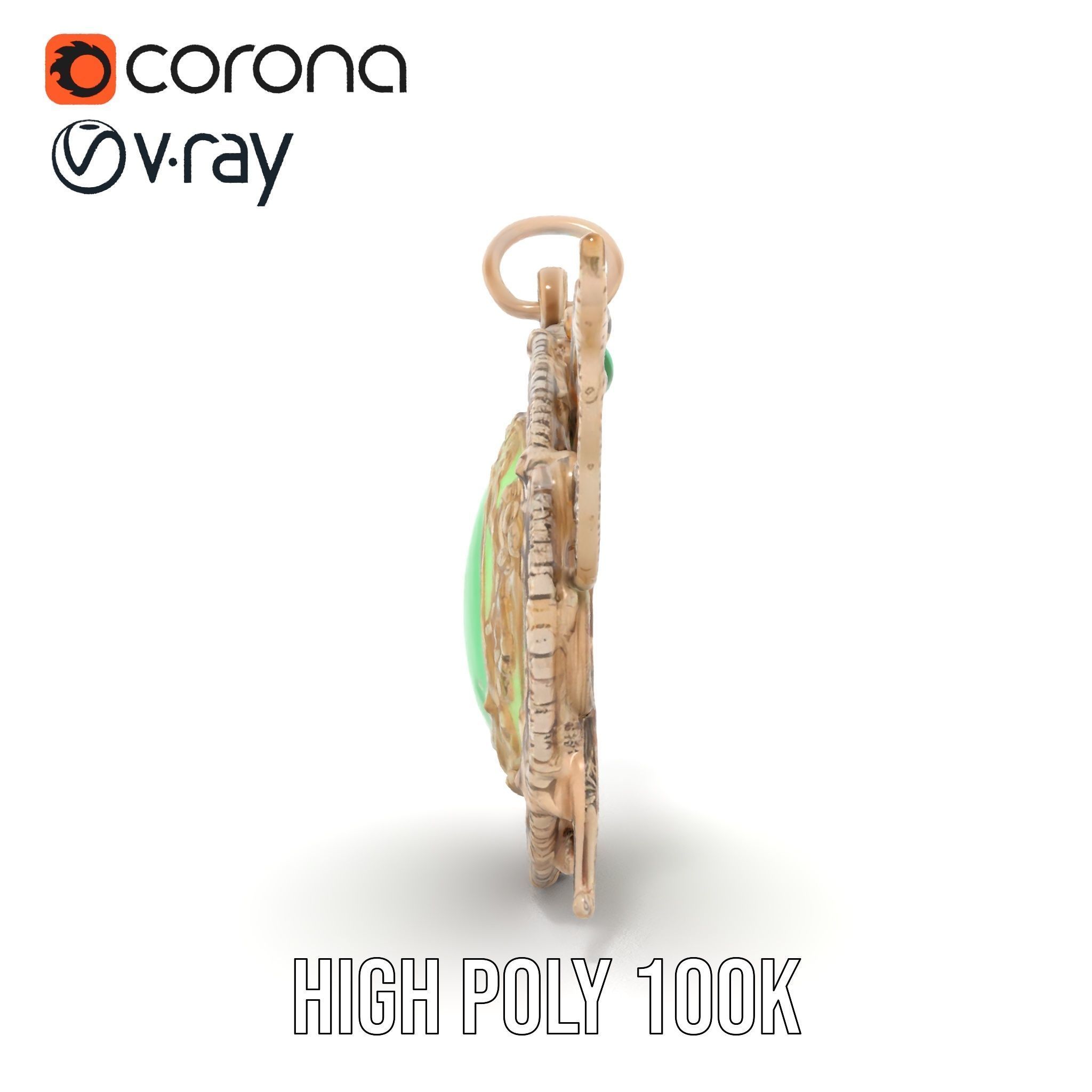 Intricate Emerald Pendant D Model Pack Low-poly 3D model_23