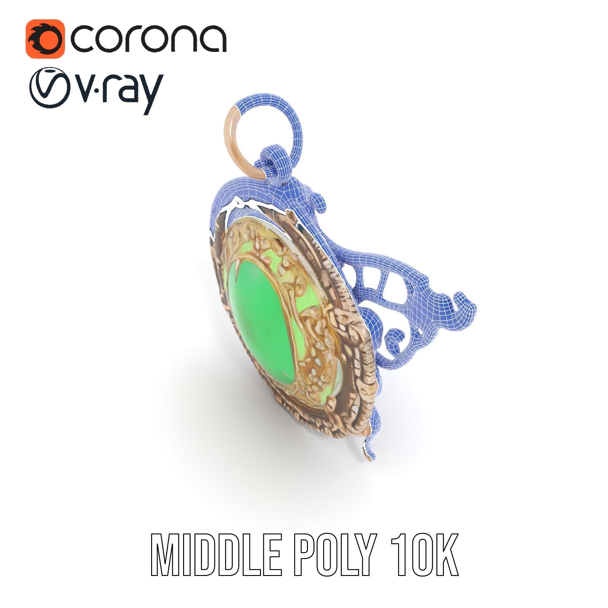 Intricate Emerald Pendant D Model Pack Low-poly 3D model_29