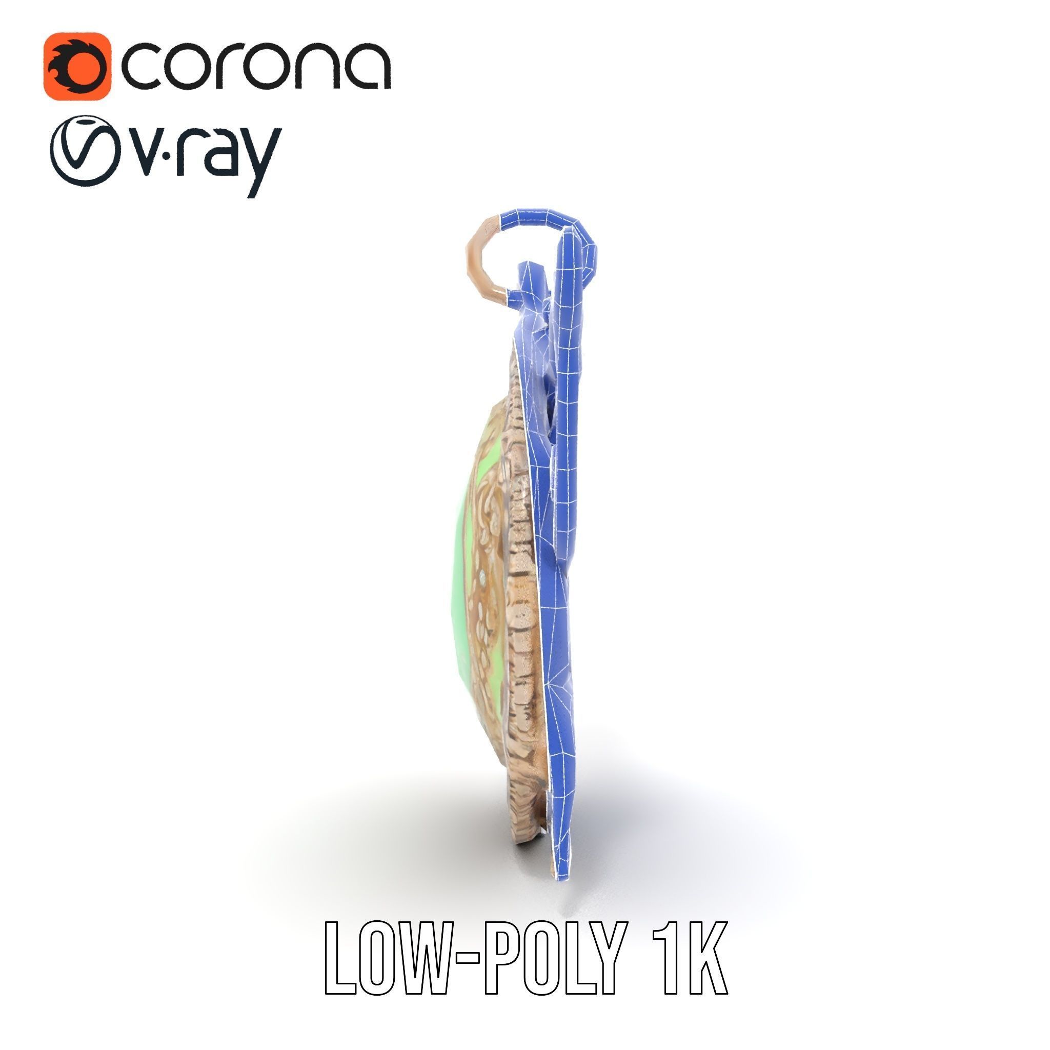 Intricate Emerald Pendant D Model Pack Low-poly 3D model_30