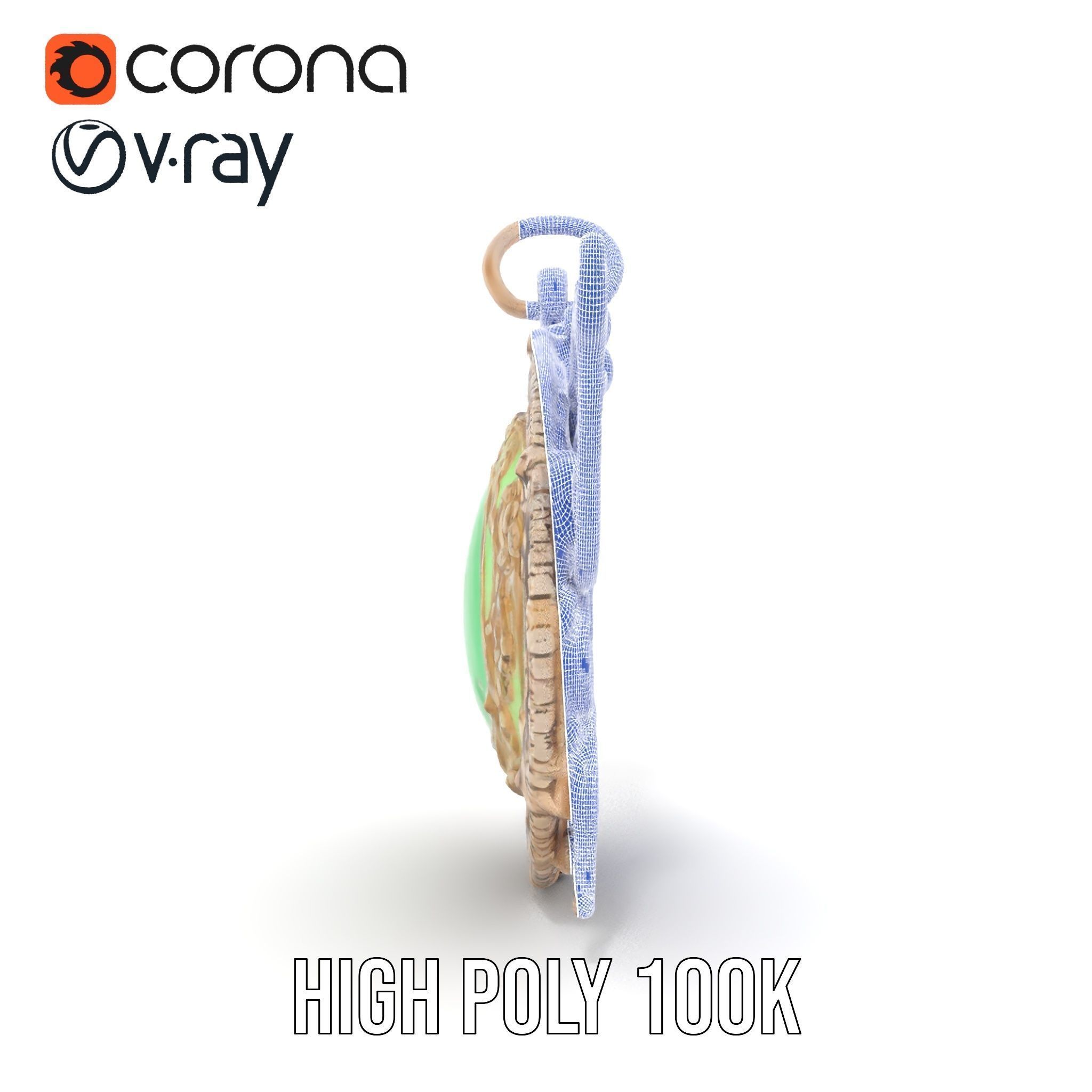 Intricate Emerald Pendant D Model Pack Low-poly 3D model_33