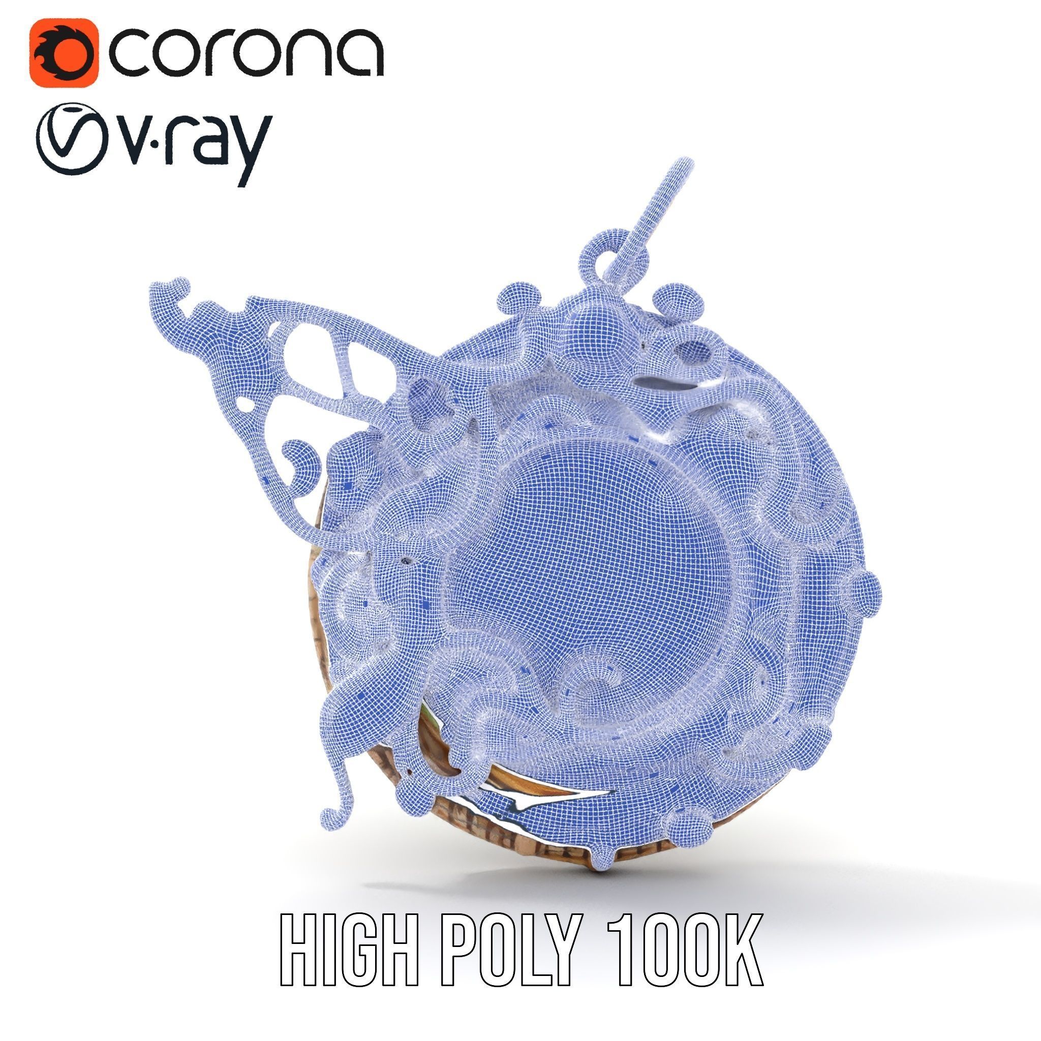 Intricate Emerald Pendant D Model Pack Low-poly 3D model_34