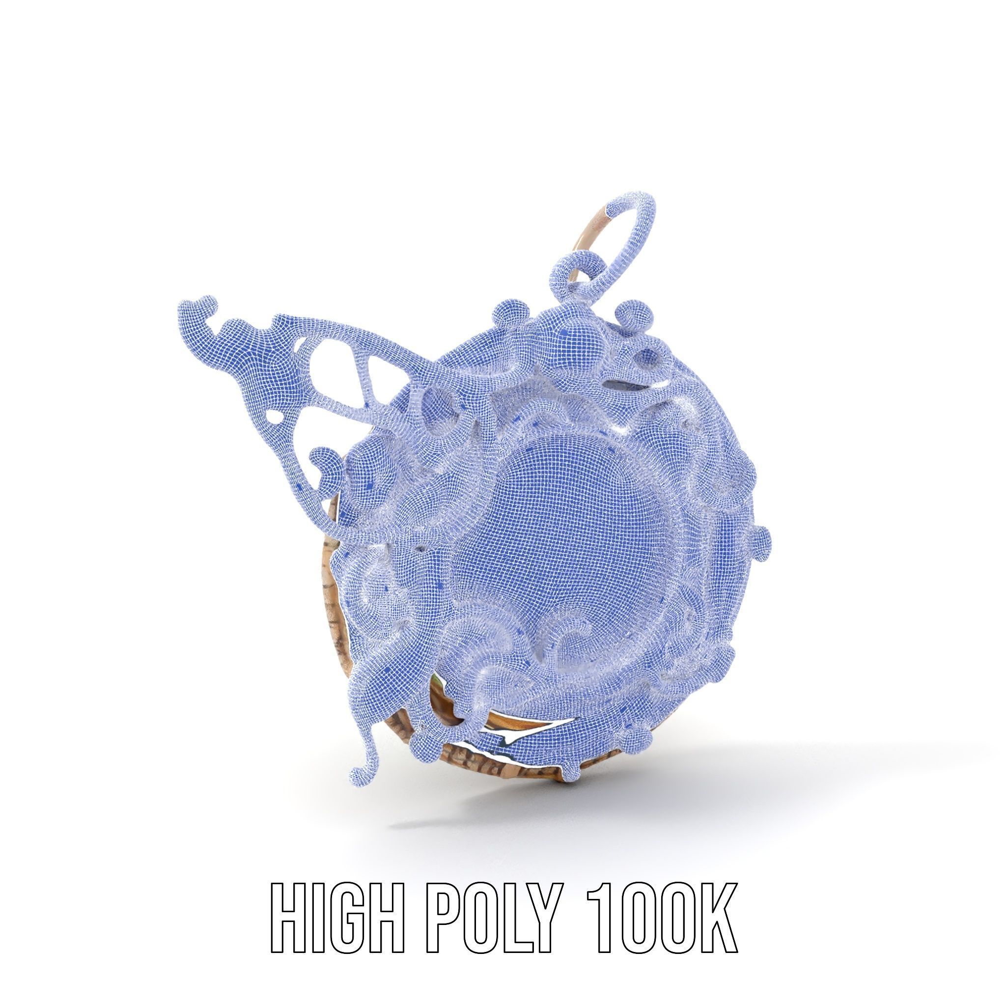 Intricate Emerald Pendant D Model Pack Low-poly 3D model_4