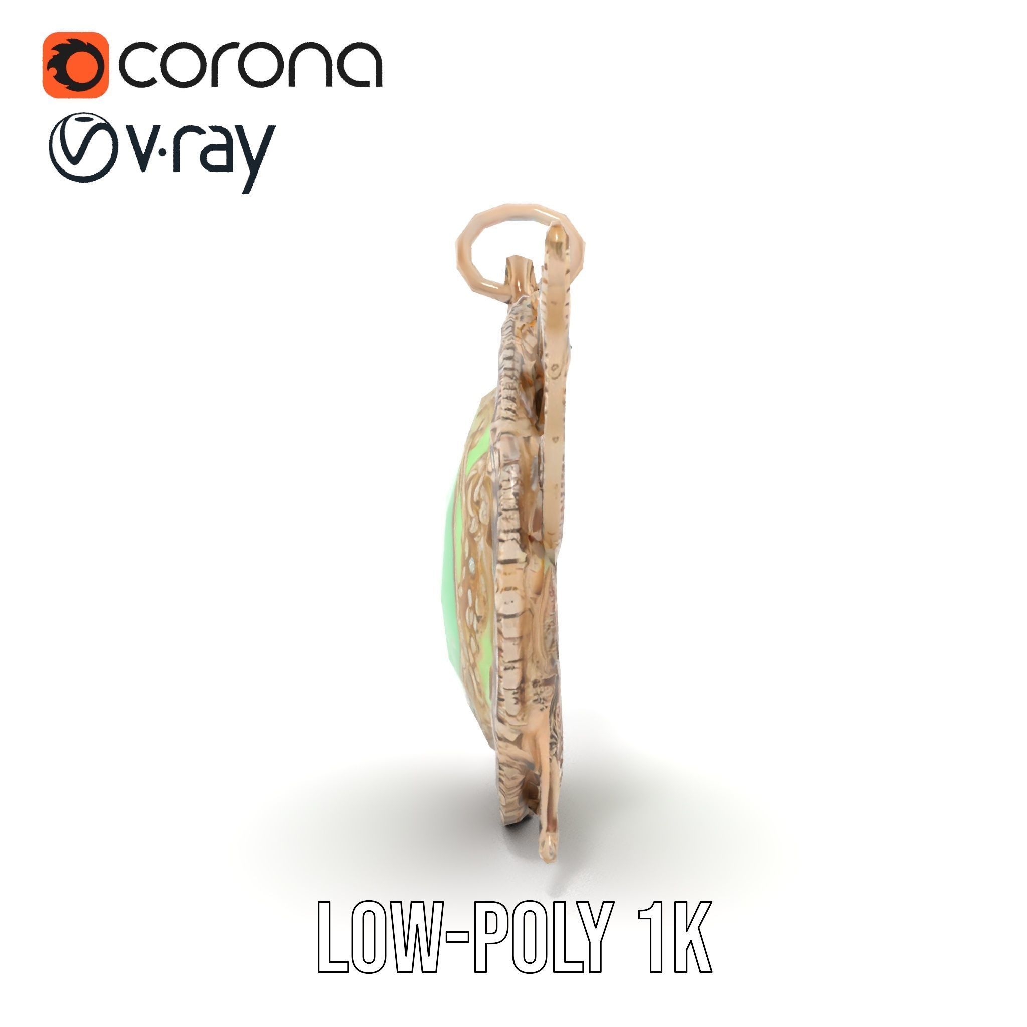 Intricate Emerald Pendant D Model Pack Low-poly 3D model_7