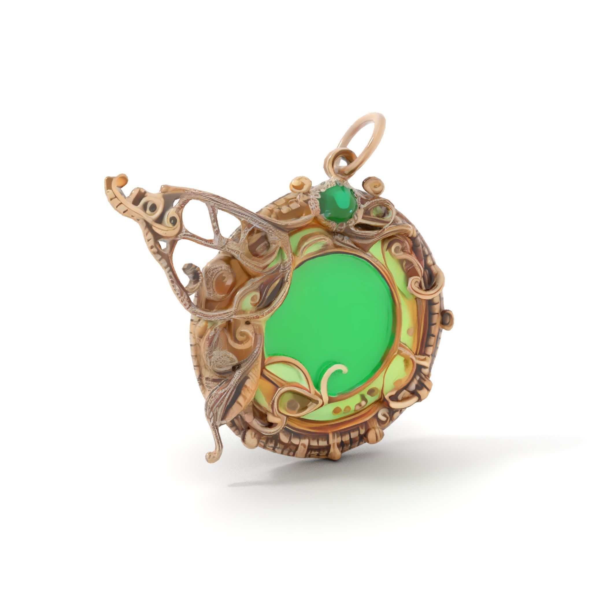 Intricate Emerald Pendant D Model Pack Low-poly 3D model_5