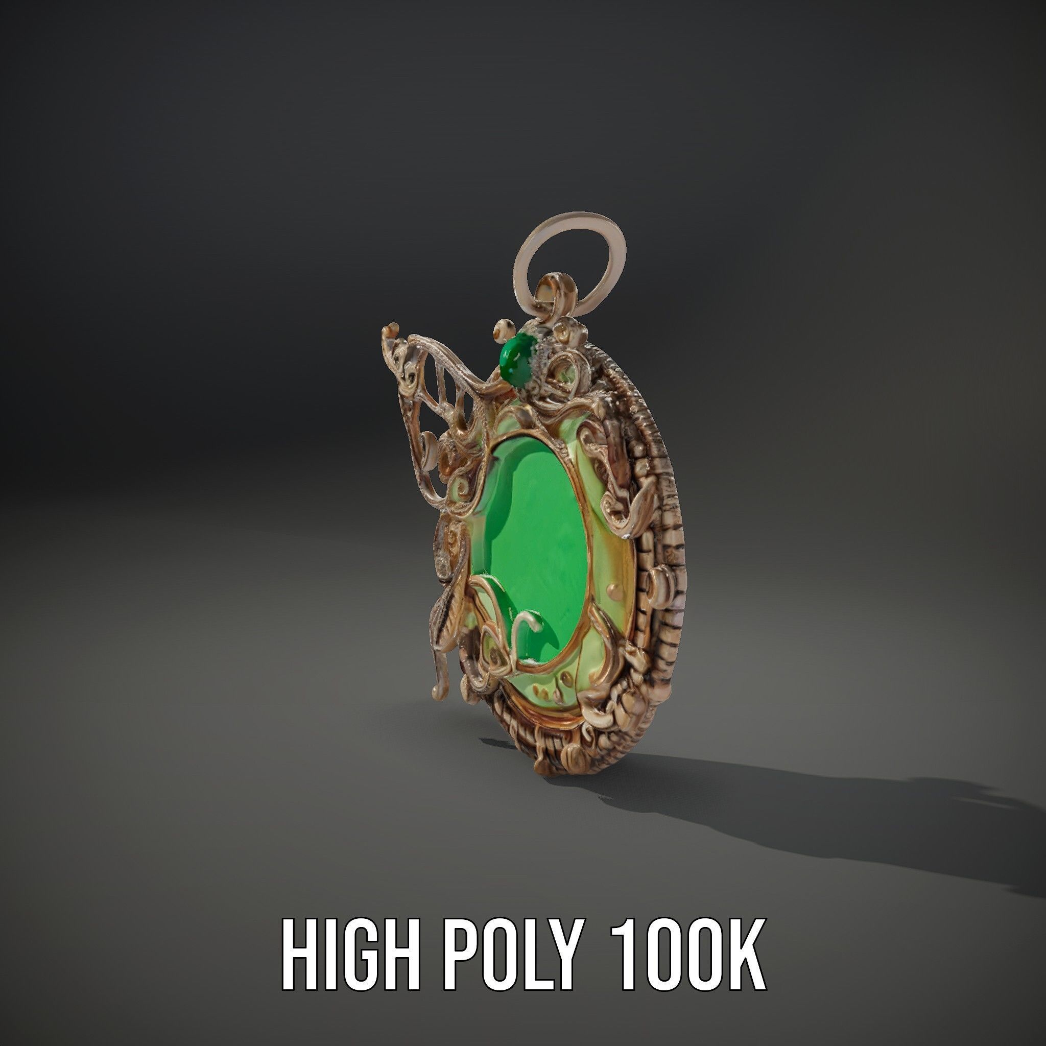 Intricate Emerald Pendant D Model Pack Low-poly 3D model_26