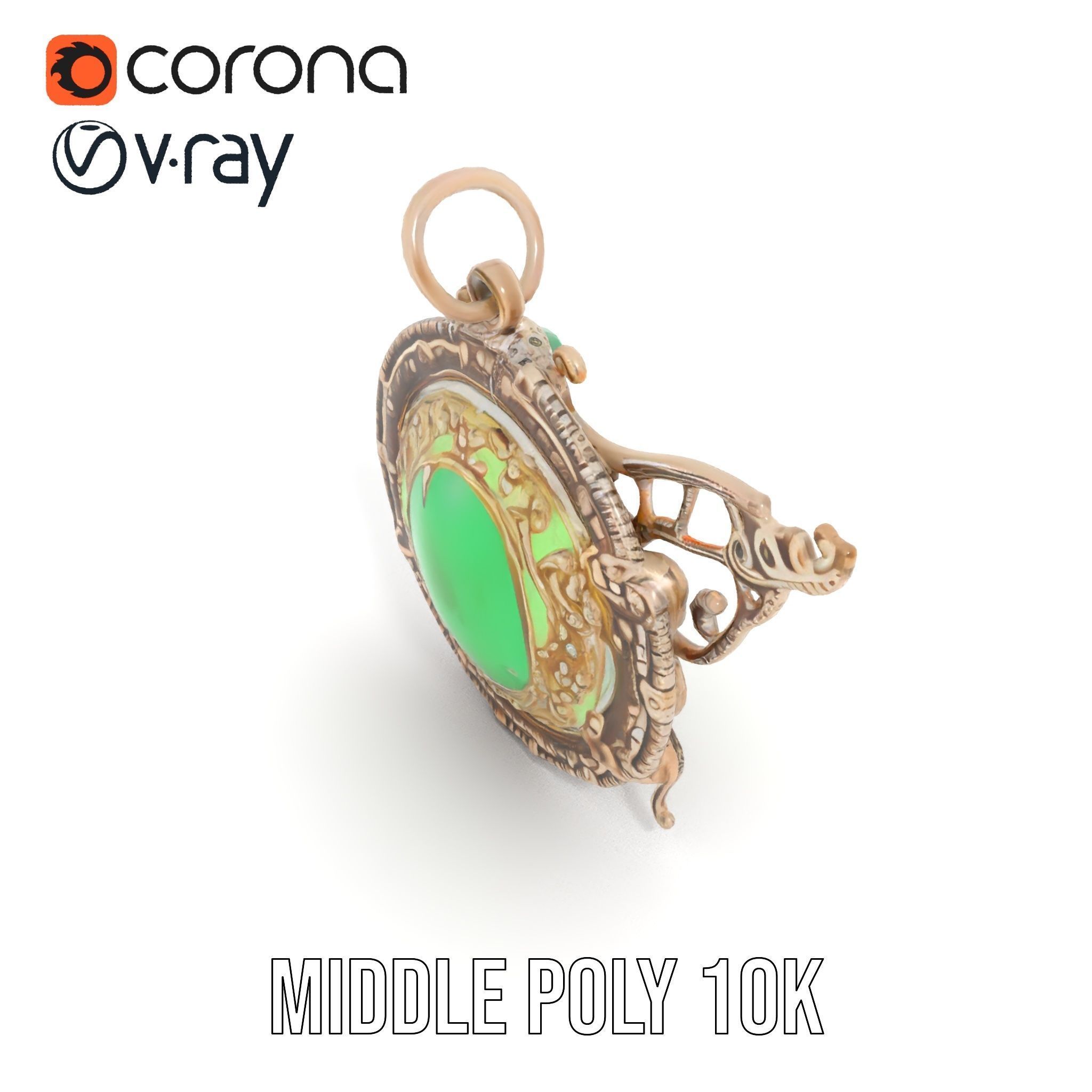 Intricate Emerald Pendant D Model Pack Low-poly 3D model_6