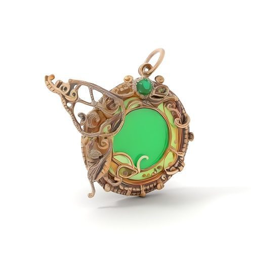 Intricate Emerald Pendant D Model Pack Low-poly 3D model