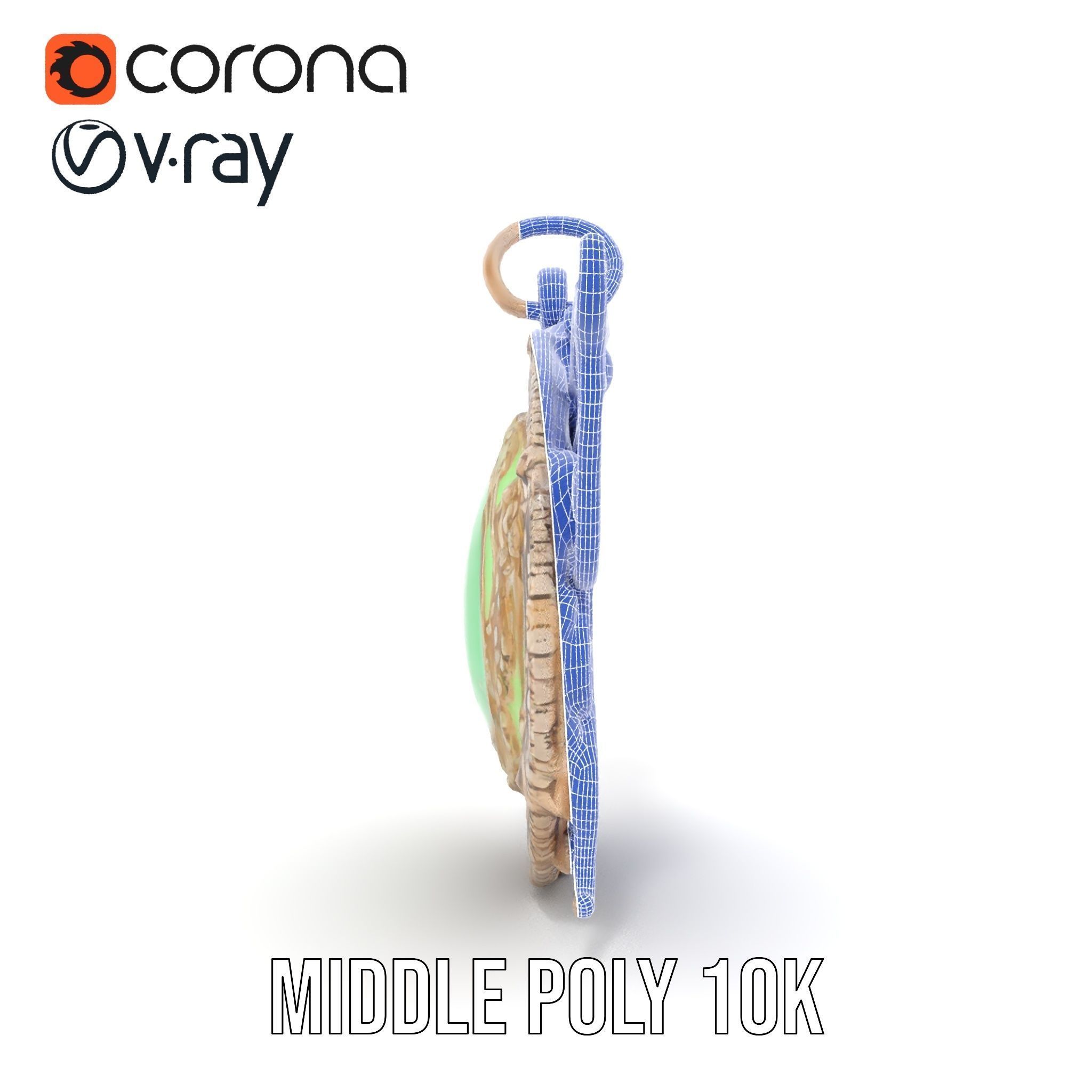 Intricate Emerald Pendant D Model Pack Low-poly 3D model_15