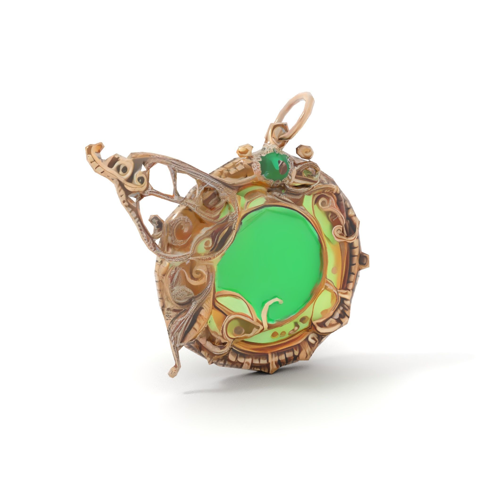 Intricate Emerald Pendant D Model Pack Low-poly 3D model_19