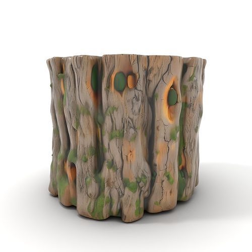 Wooden Tree Stump with Moss Model Pack Low-poly 3D model