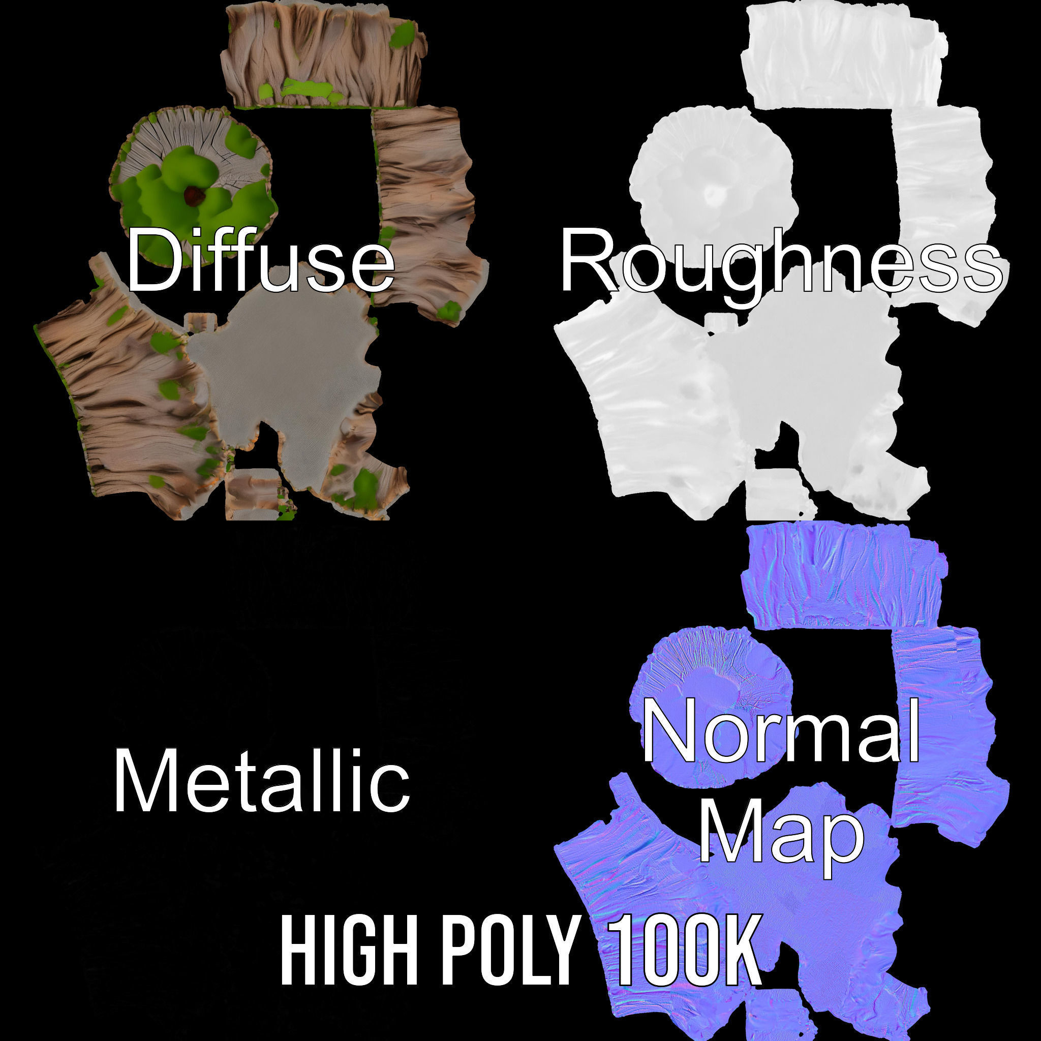 Mossy Tree Stump Model Pack for Realistic Environments Low-poly 3D model_3