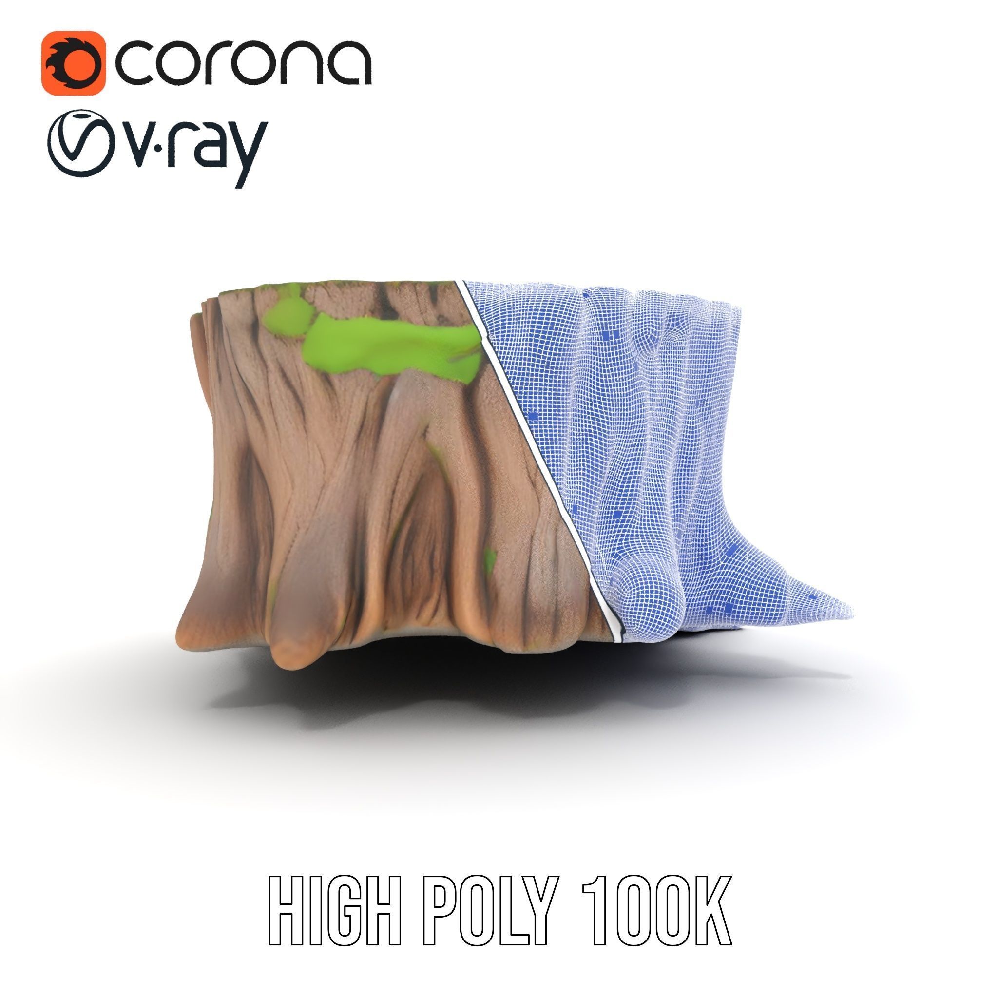 Mossy Tree Stump Model Pack for Realistic Environments Low-poly 3D model_34