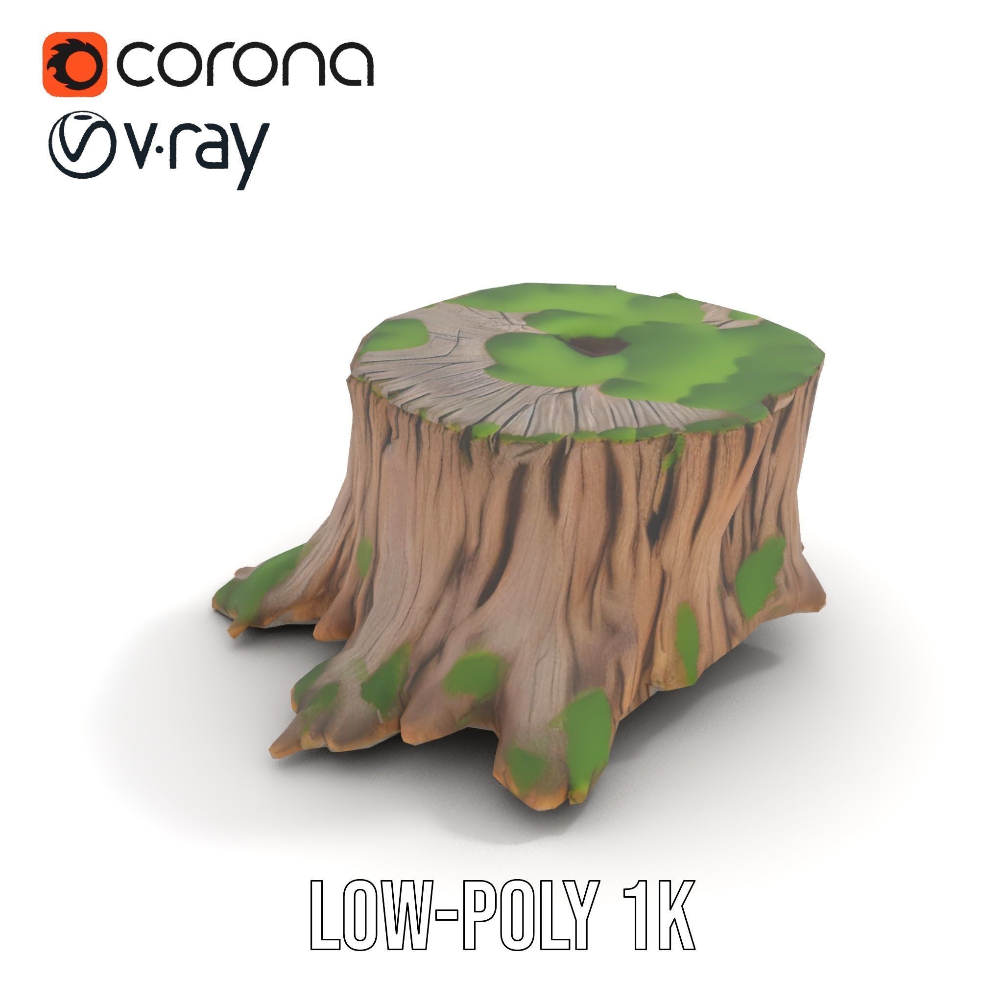 Mossy Tree Stump Model Pack for Realistic Environments Low-poly 3D model_12