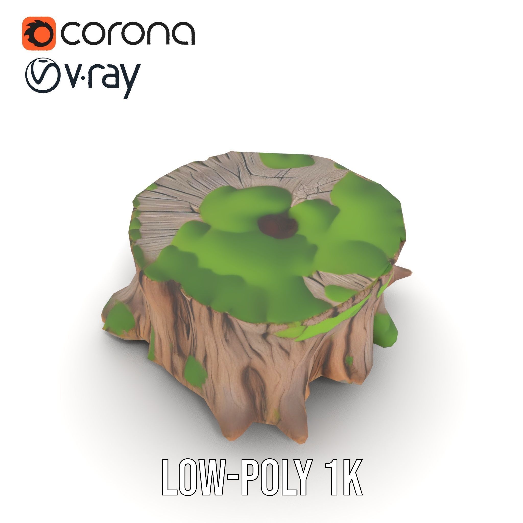 Mossy Tree Stump Model Pack for Realistic Environments Low-poly 3D model_7