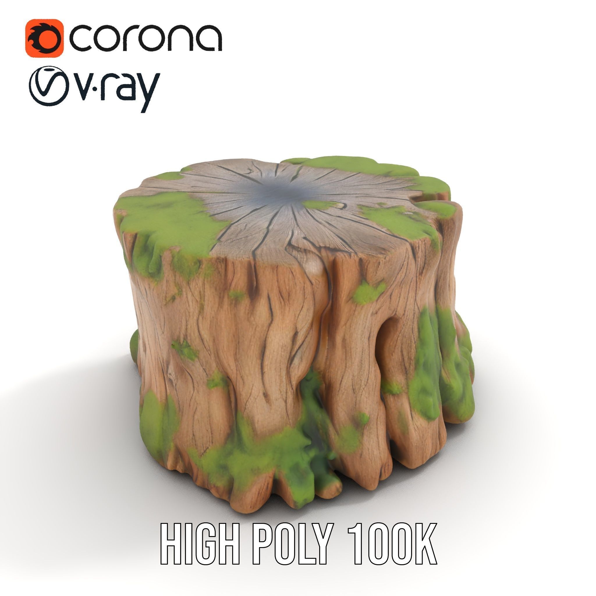 Mossy Tree Stump Model Pack for Games and Environments Low-poly 3D model_17