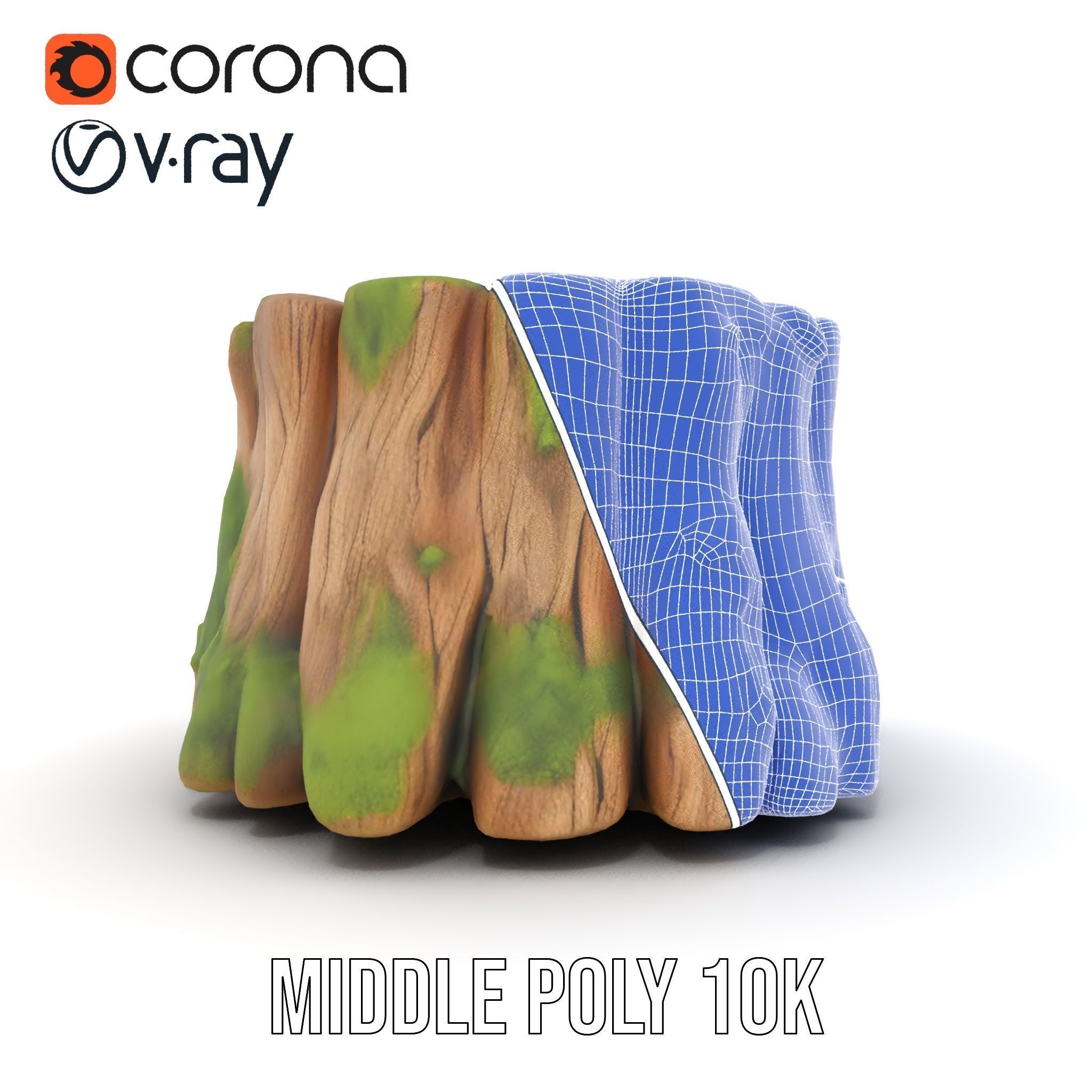 Mossy Tree Stump Model Pack for Games and Environments Low-poly 3D model_29
