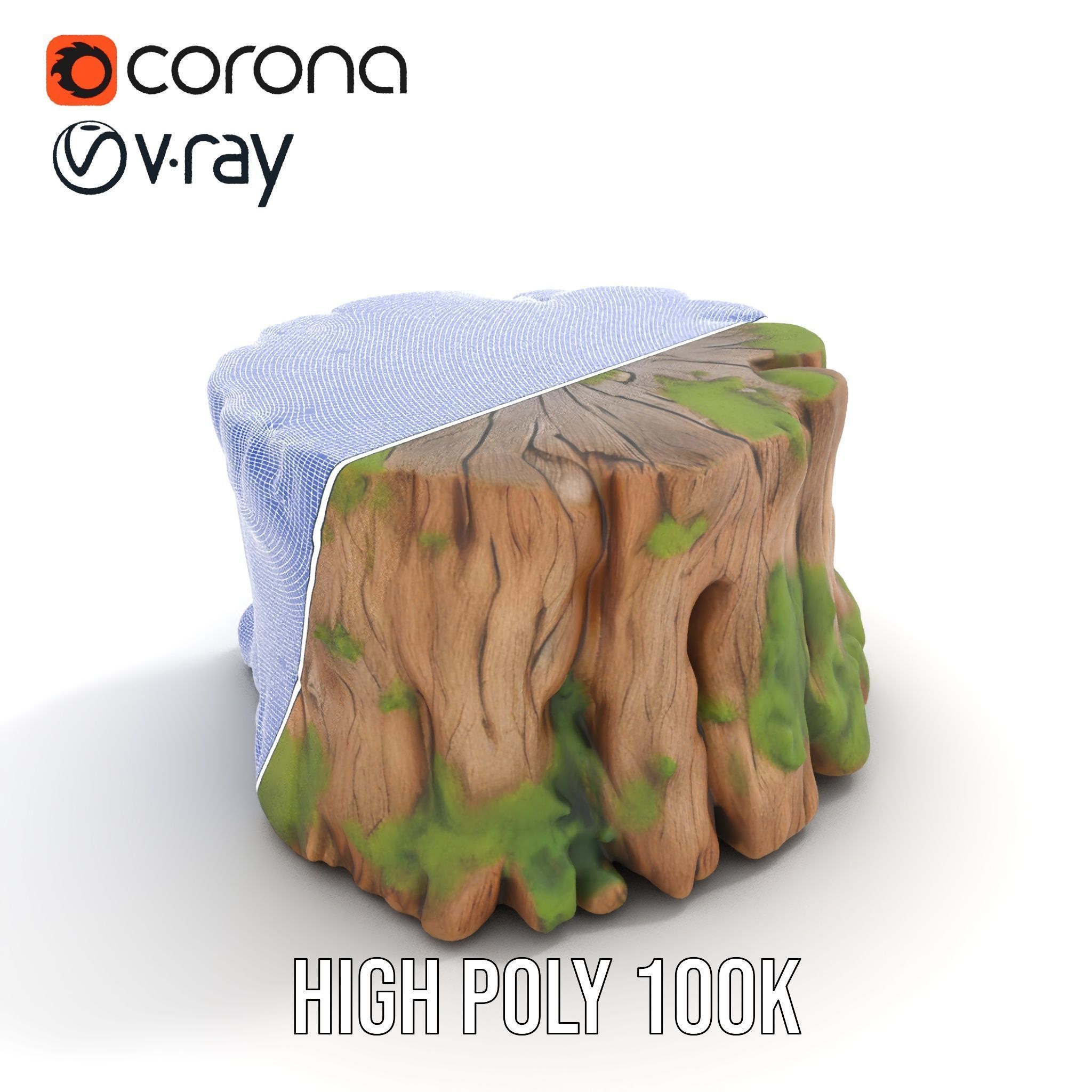Mossy Tree Stump Model Pack for Games and Environments Low-poly 3D model_28