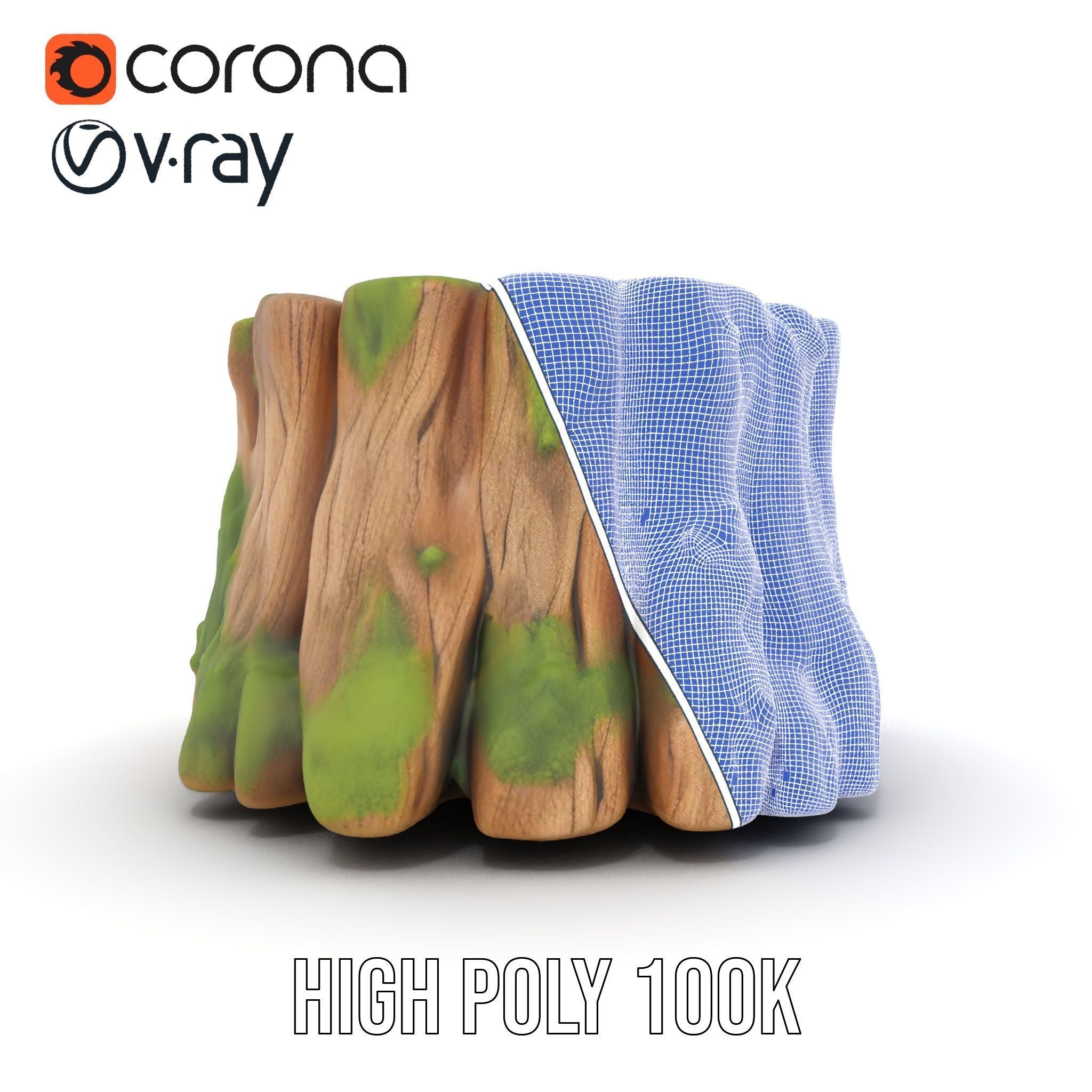 Mossy Tree Stump Model Pack for Games and Environments Low-poly 3D model_33