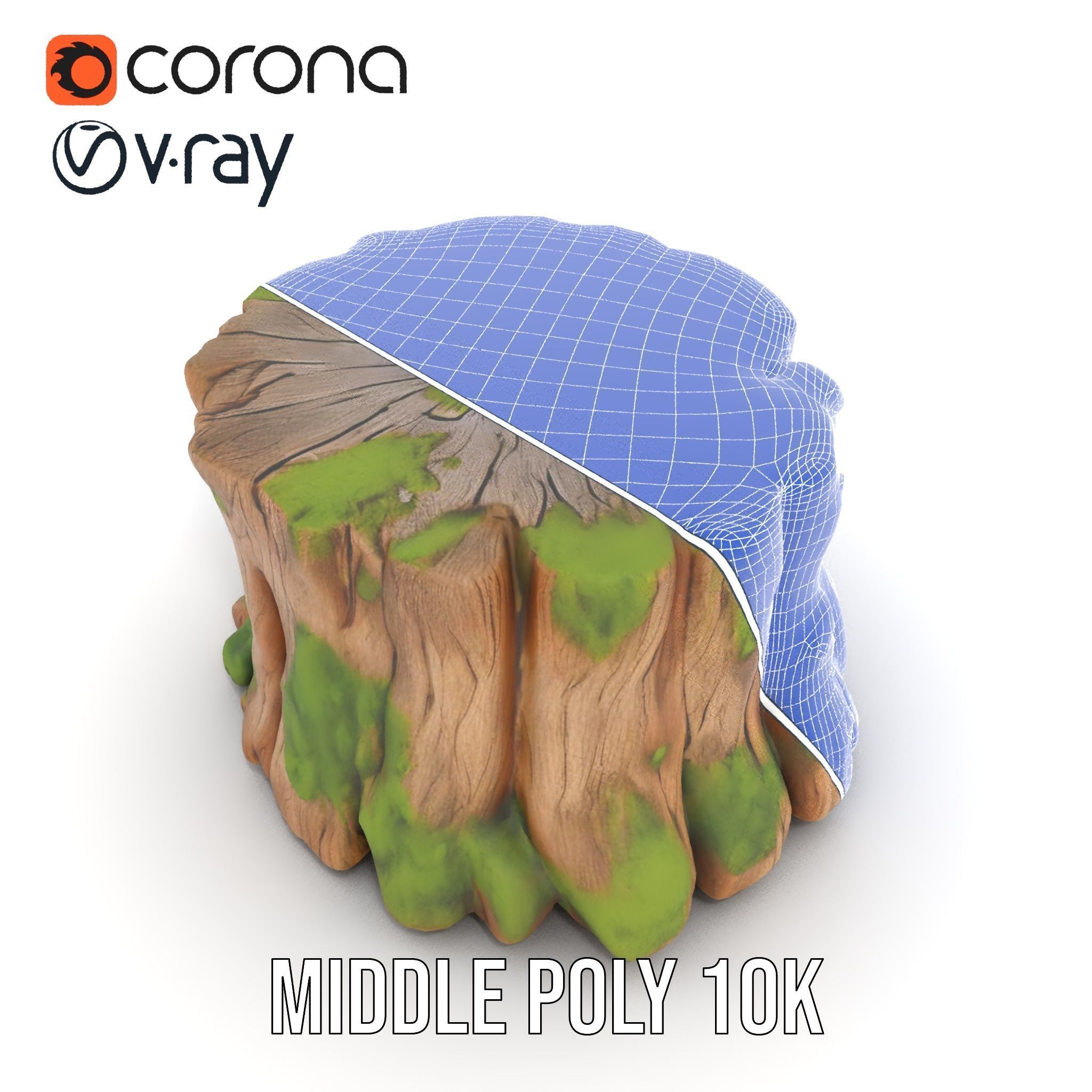 Mossy Tree Stump Model Pack for Games and Environments Low-poly 3D model_5