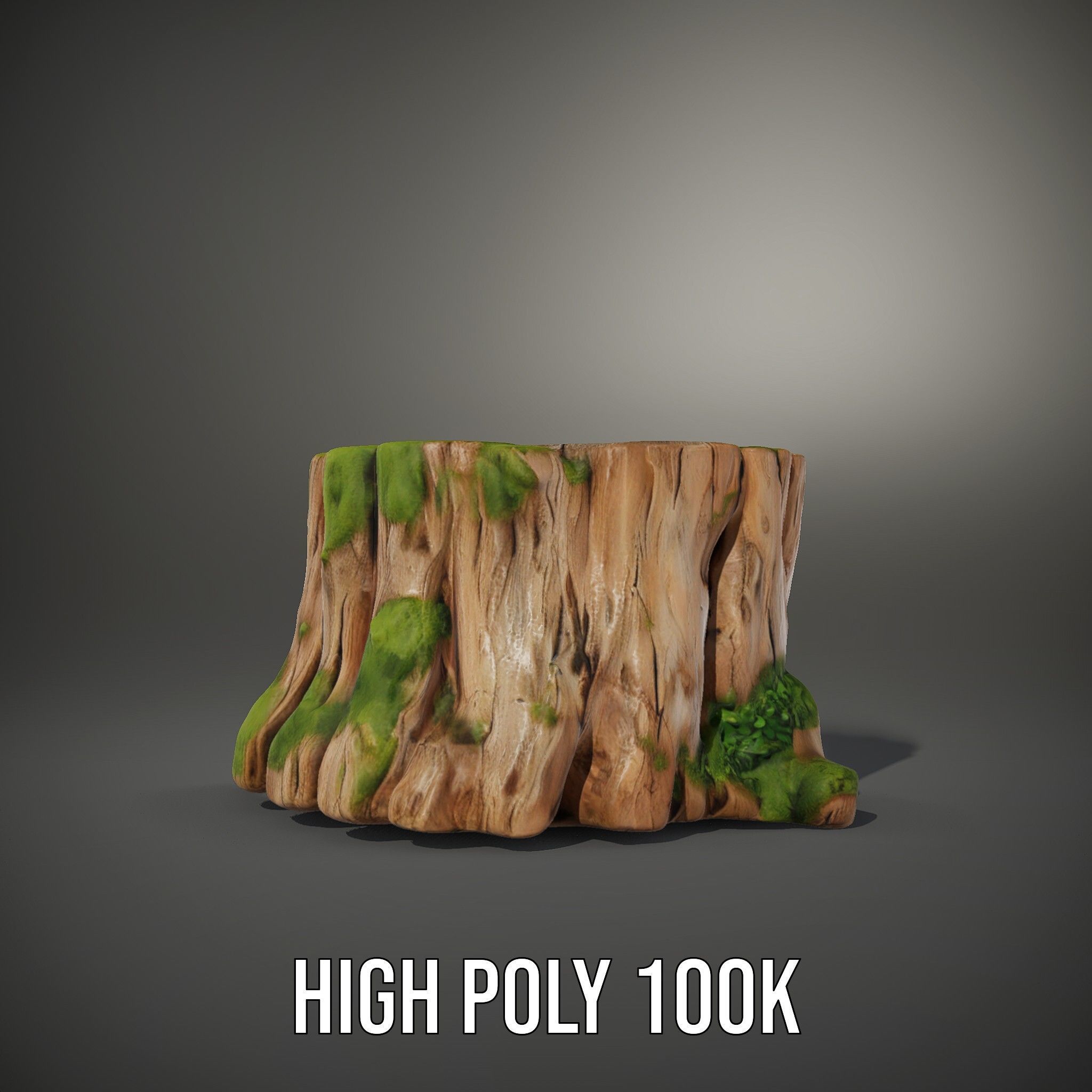 Mossy Tree Stump Model Pack for Games and Environments Low-poly 3D model_12