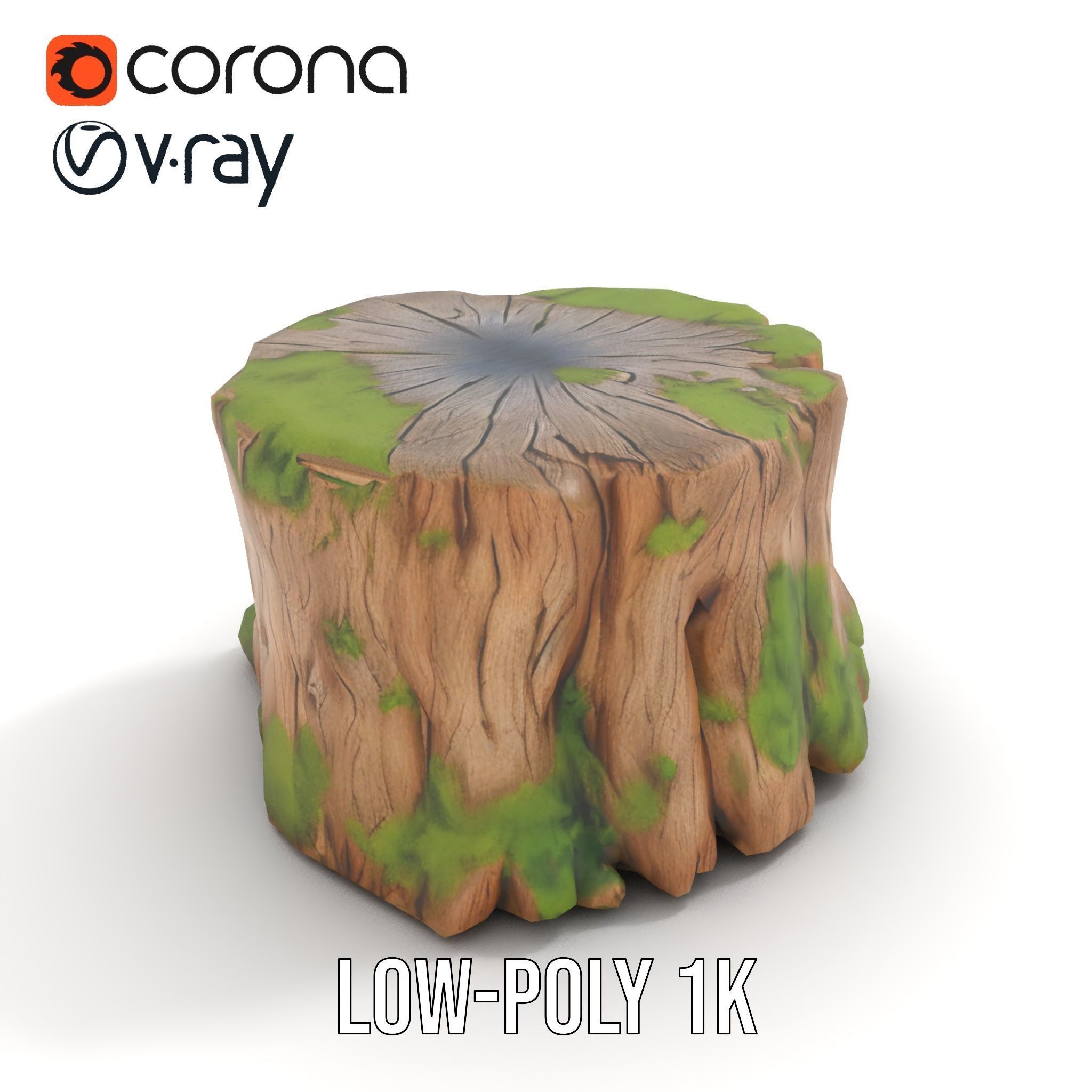 Mossy Tree Stump Model Pack for Games and Environments Low-poly 3D model_7