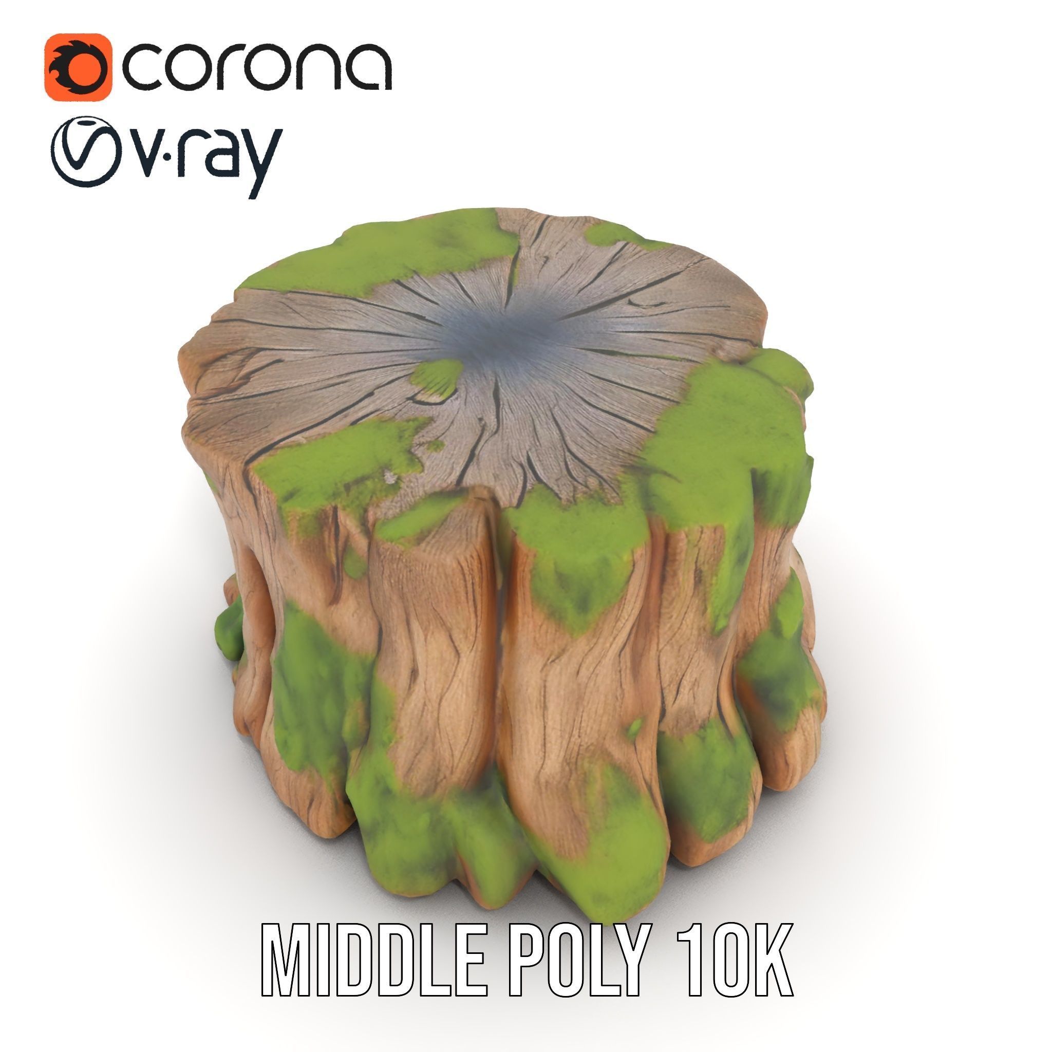 Mossy Tree Stump Model Pack for Games and Environments Low-poly 3D model_21