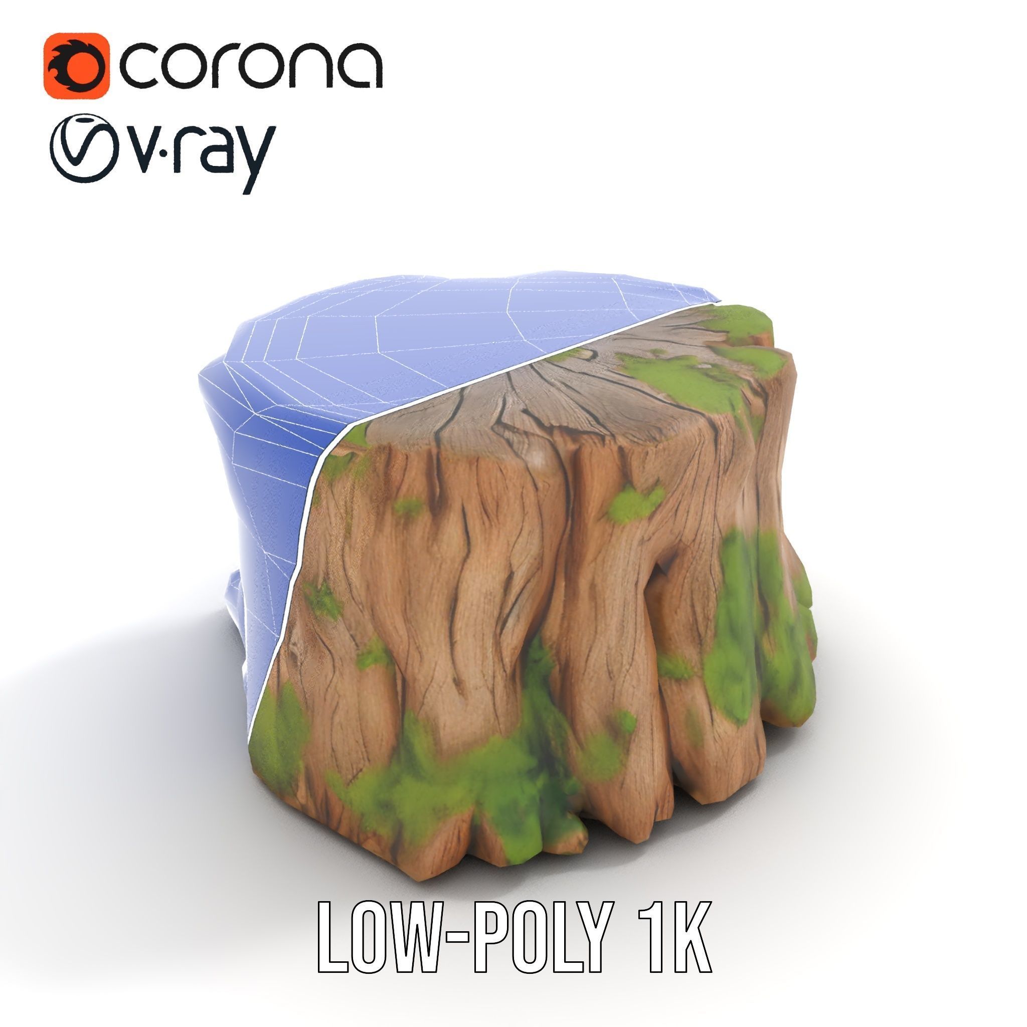 Mossy Tree Stump Model Pack for Games and Environments Low-poly 3D model_19