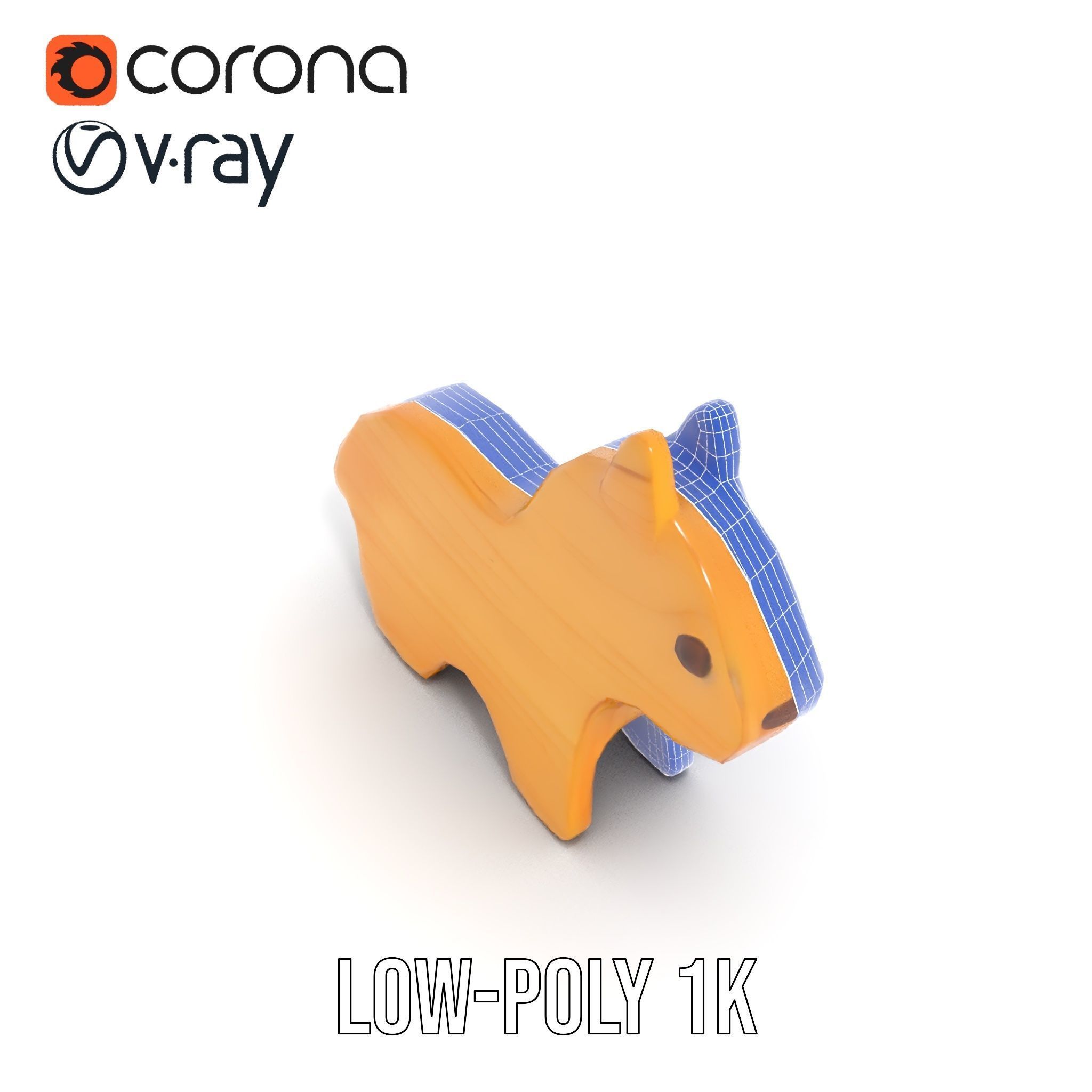 Wooden Animal Figurine Toy Model Pack Low-poly 3D model_27