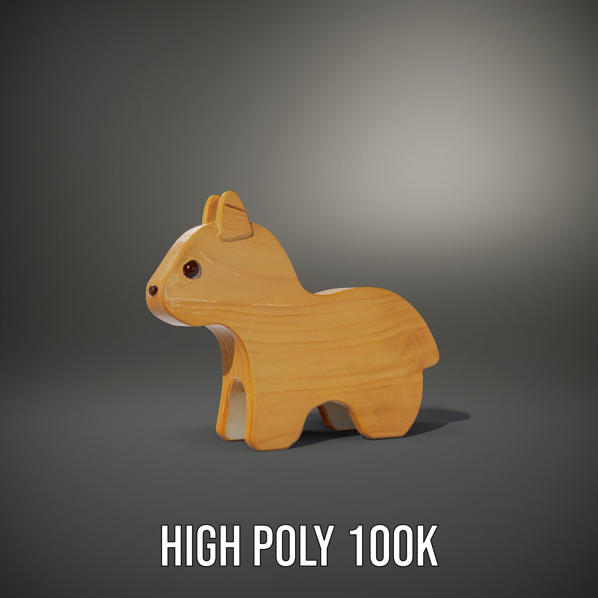 Wooden Animal Figurine Toy Model Pack Low-poly 3D model_8