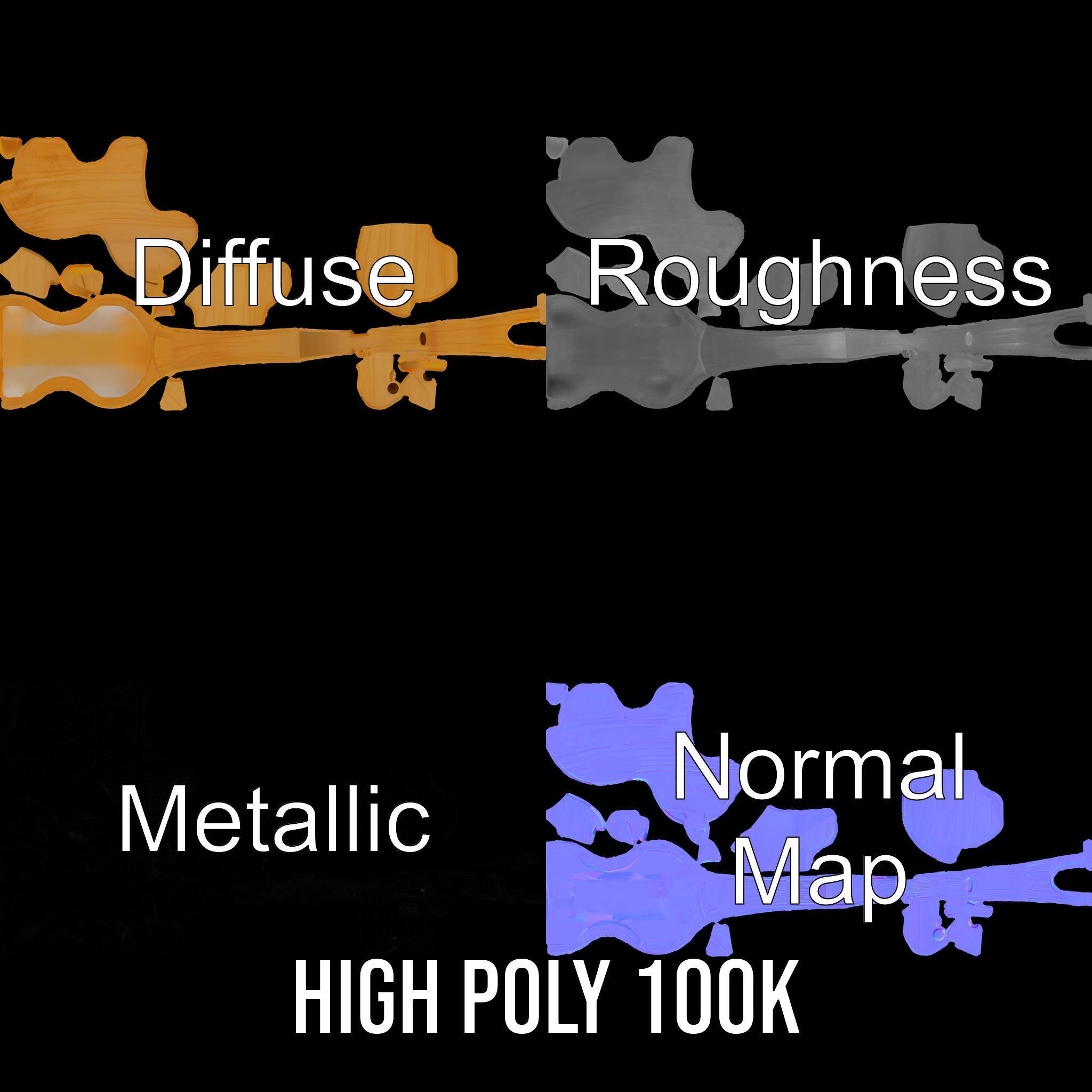 Wooden Animal Figurine Toy Model Pack Low-poly 3D model_3