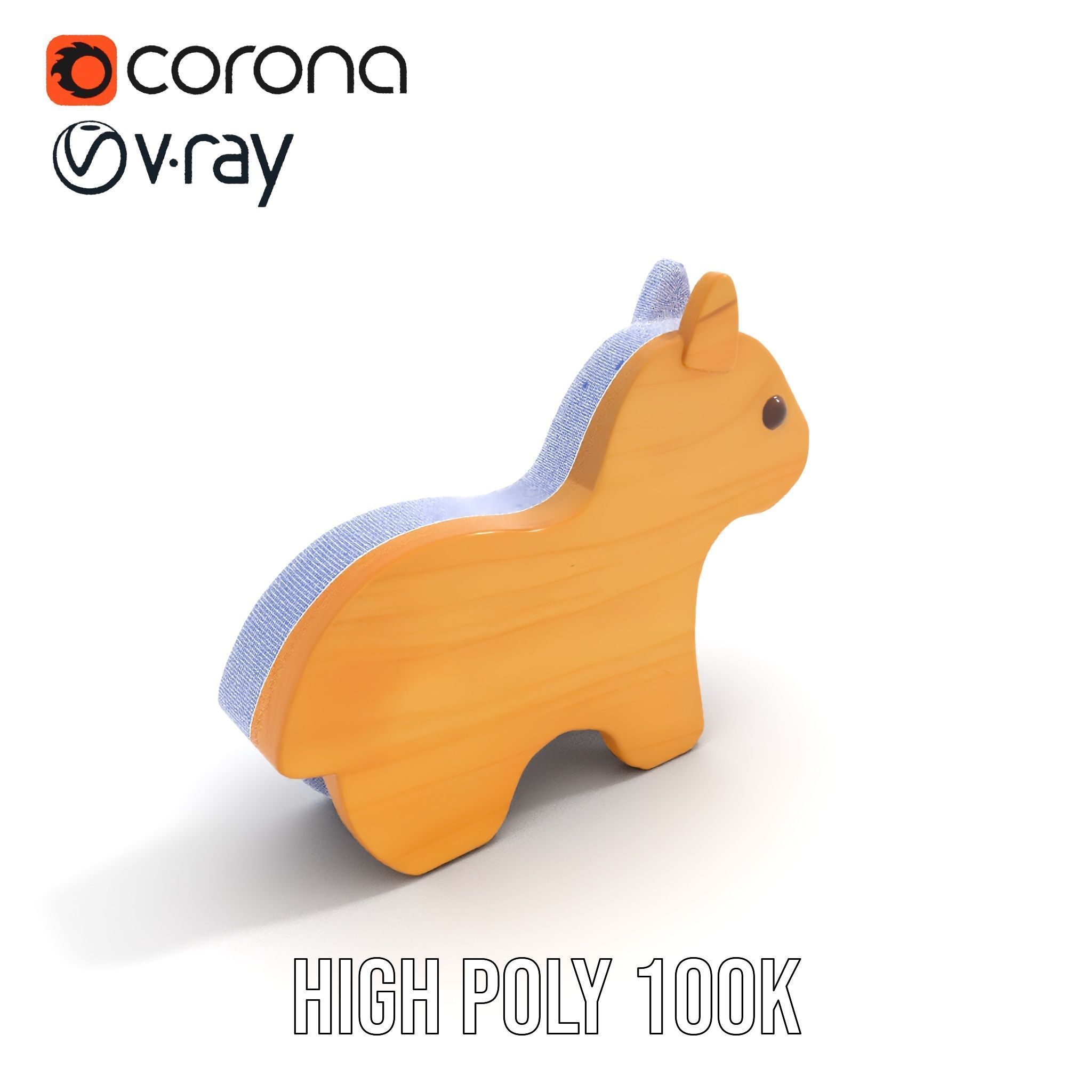 Wooden Animal Figurine Toy Model Pack Low-poly 3D model_17