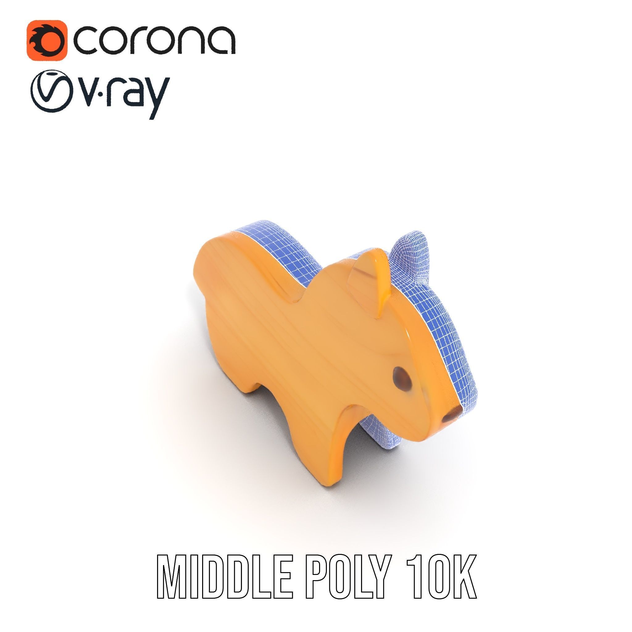 Wooden Animal Figurine Toy Model Pack Low-poly 3D model_13