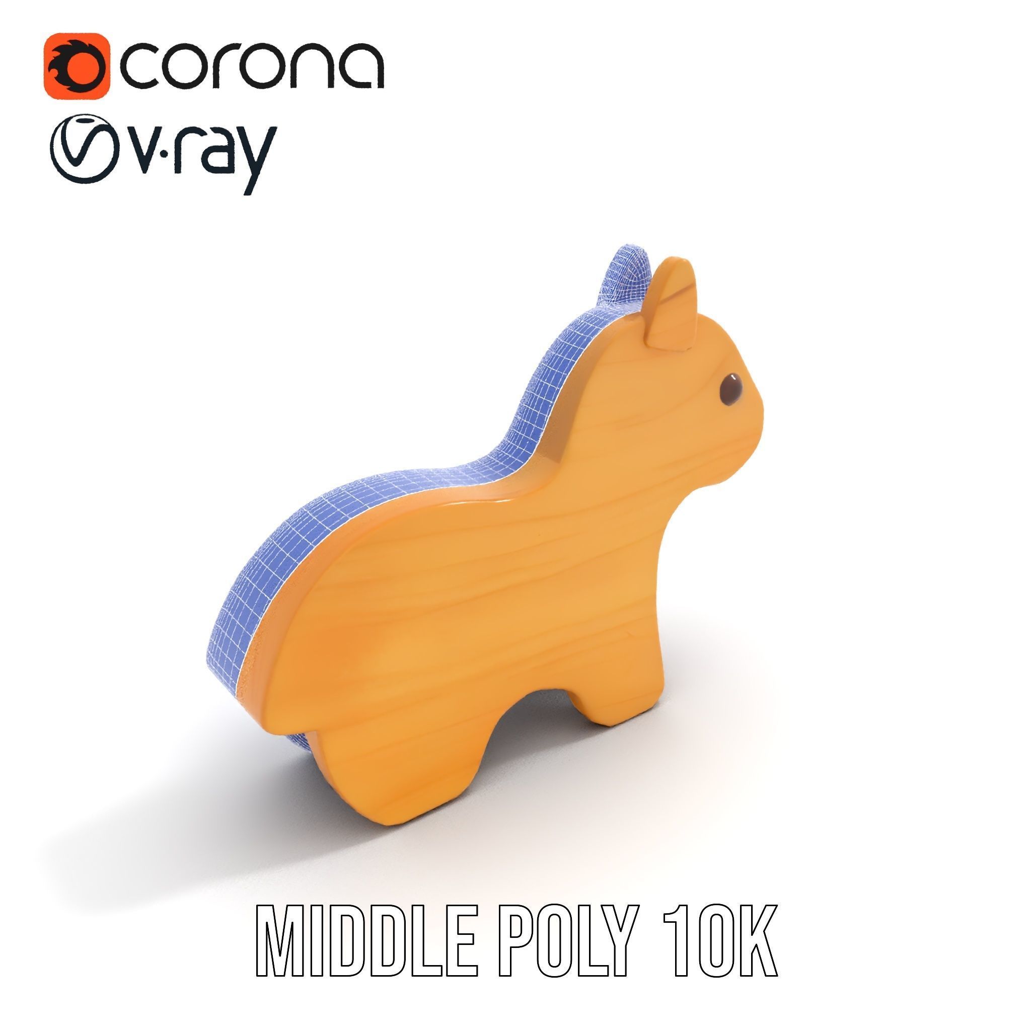 Wooden Animal Figurine Toy Model Pack Low-poly 3D model_23