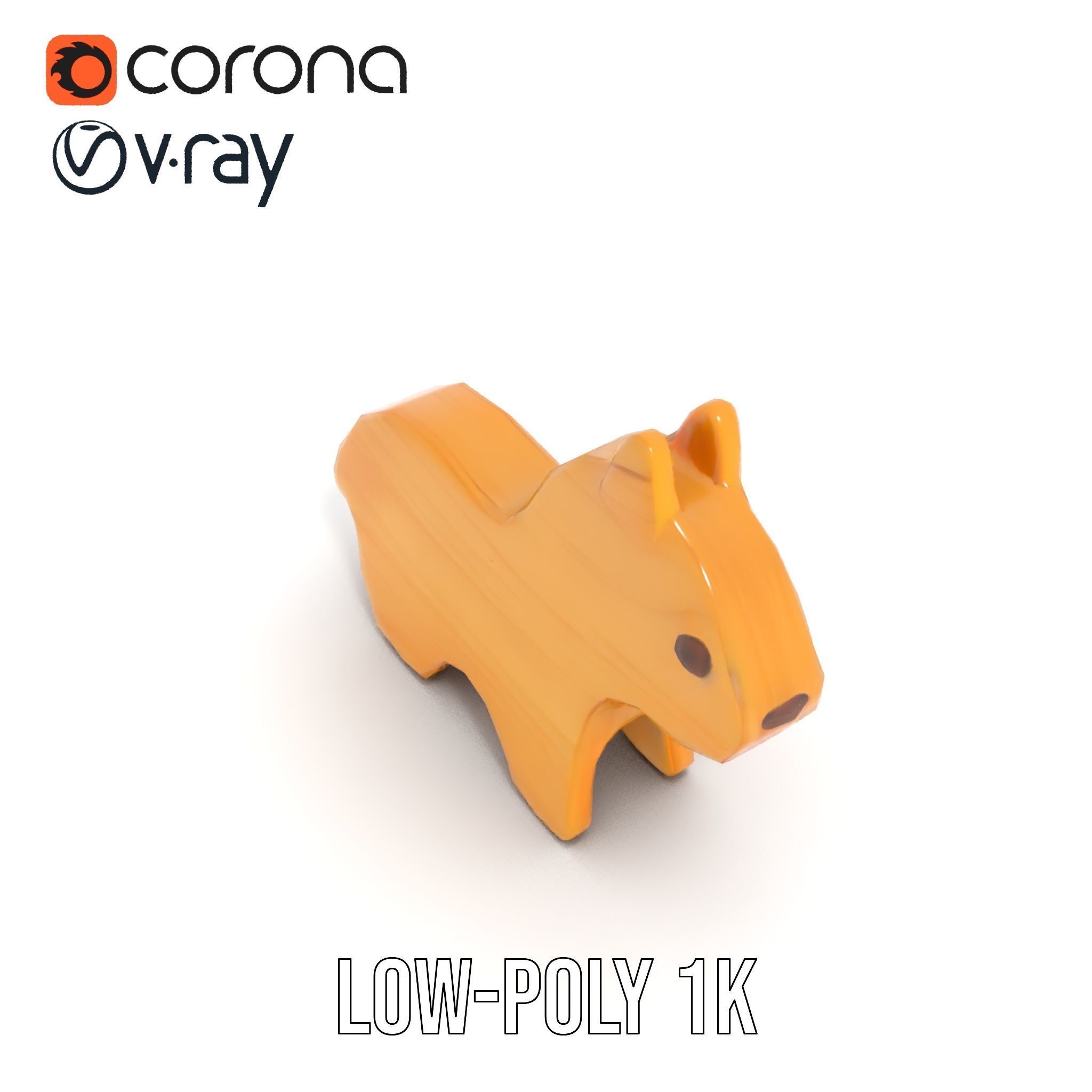 Wooden Animal Figurine Toy Model Pack Low-poly 3D model_7