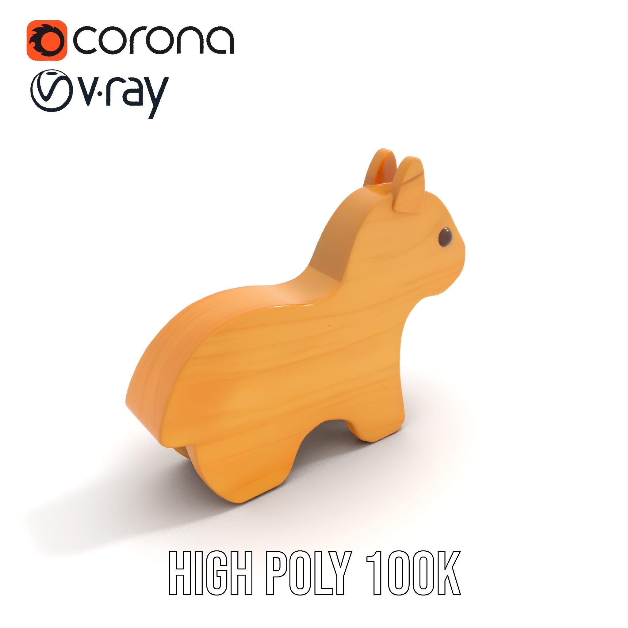 Wooden Animal Figurine Toy Model Pack Low-poly 3D model_20