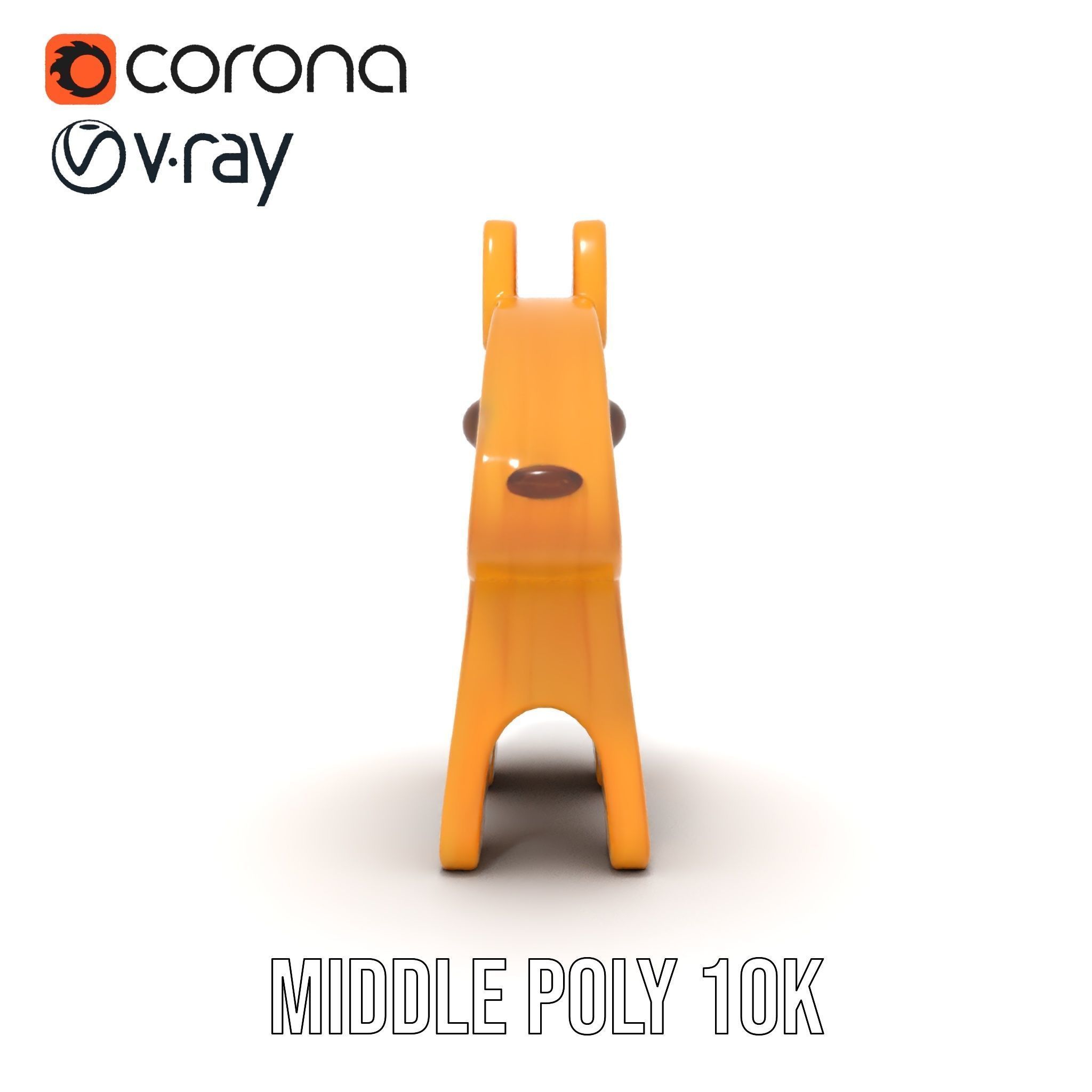Wooden Animal Figurine Toy Model Pack Low-poly 3D model_15