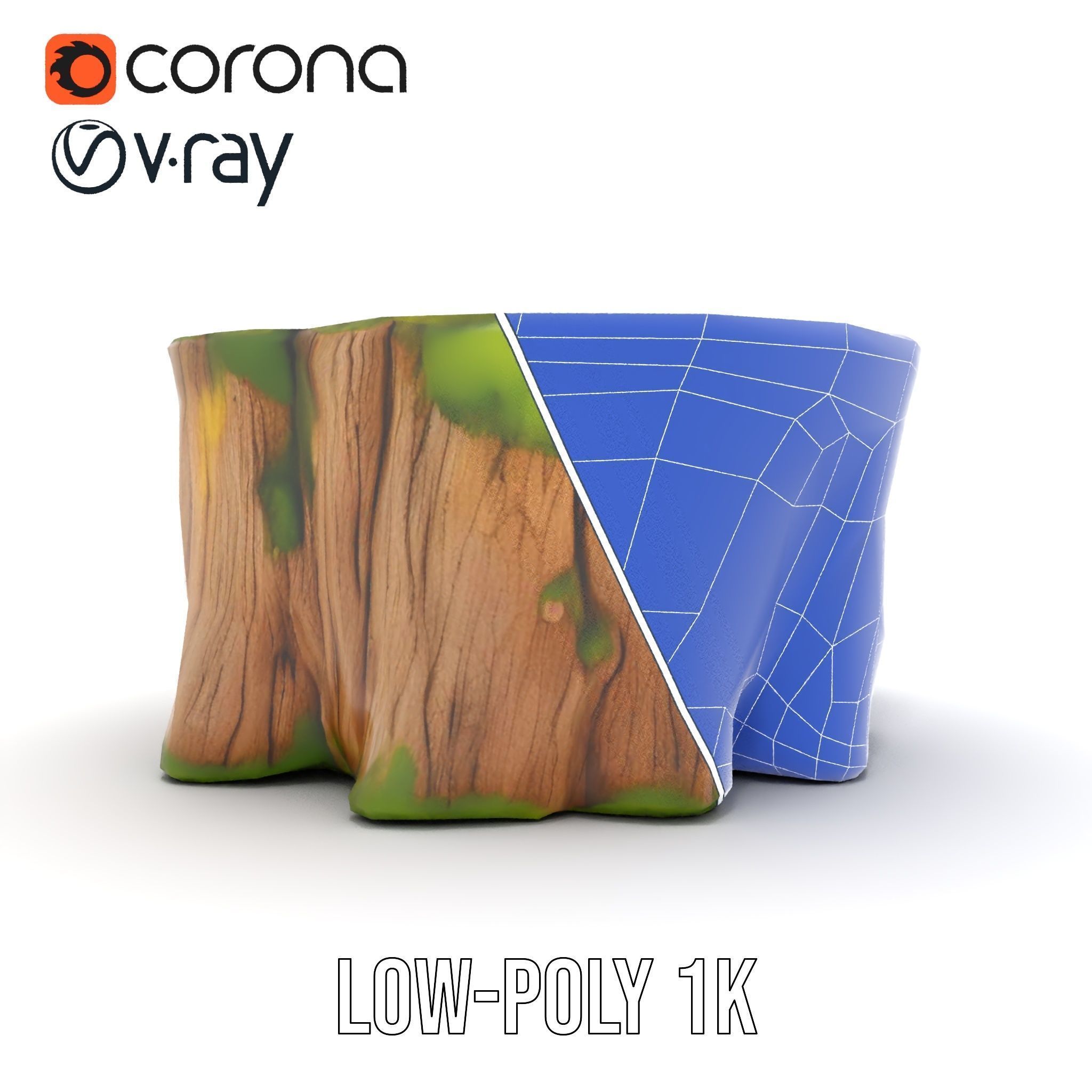 Mossy Tree Stump D Model Pack Low-poly 3D model_31