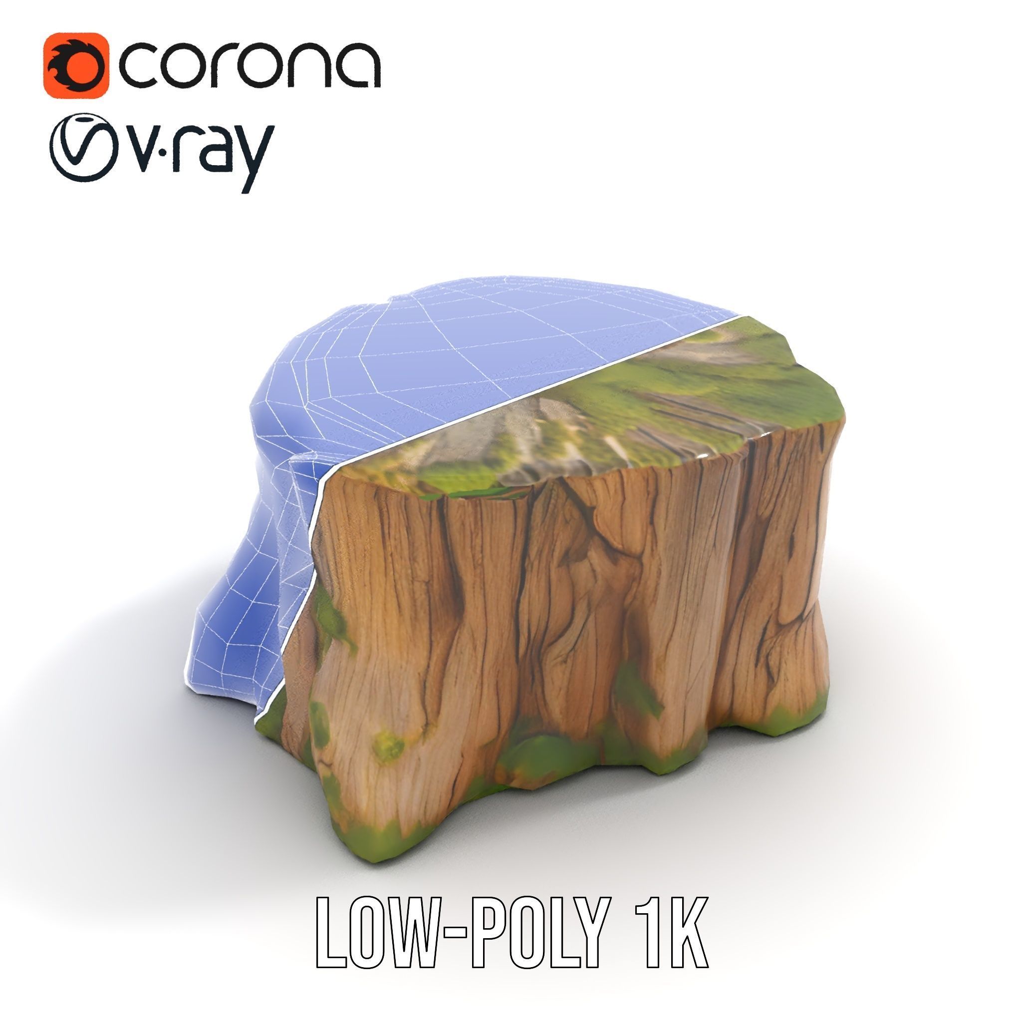 Mossy Tree Stump D Model Pack Low-poly 3D model_25