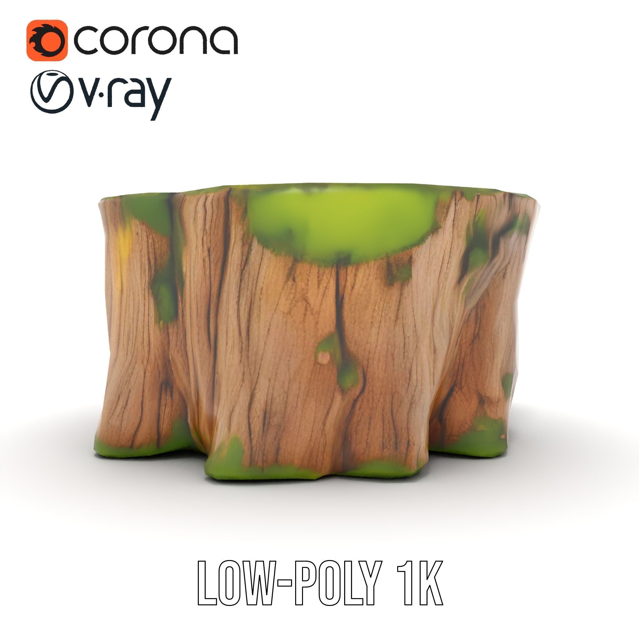 Mossy Tree Stump D Model Pack Low-poly 3D model_11