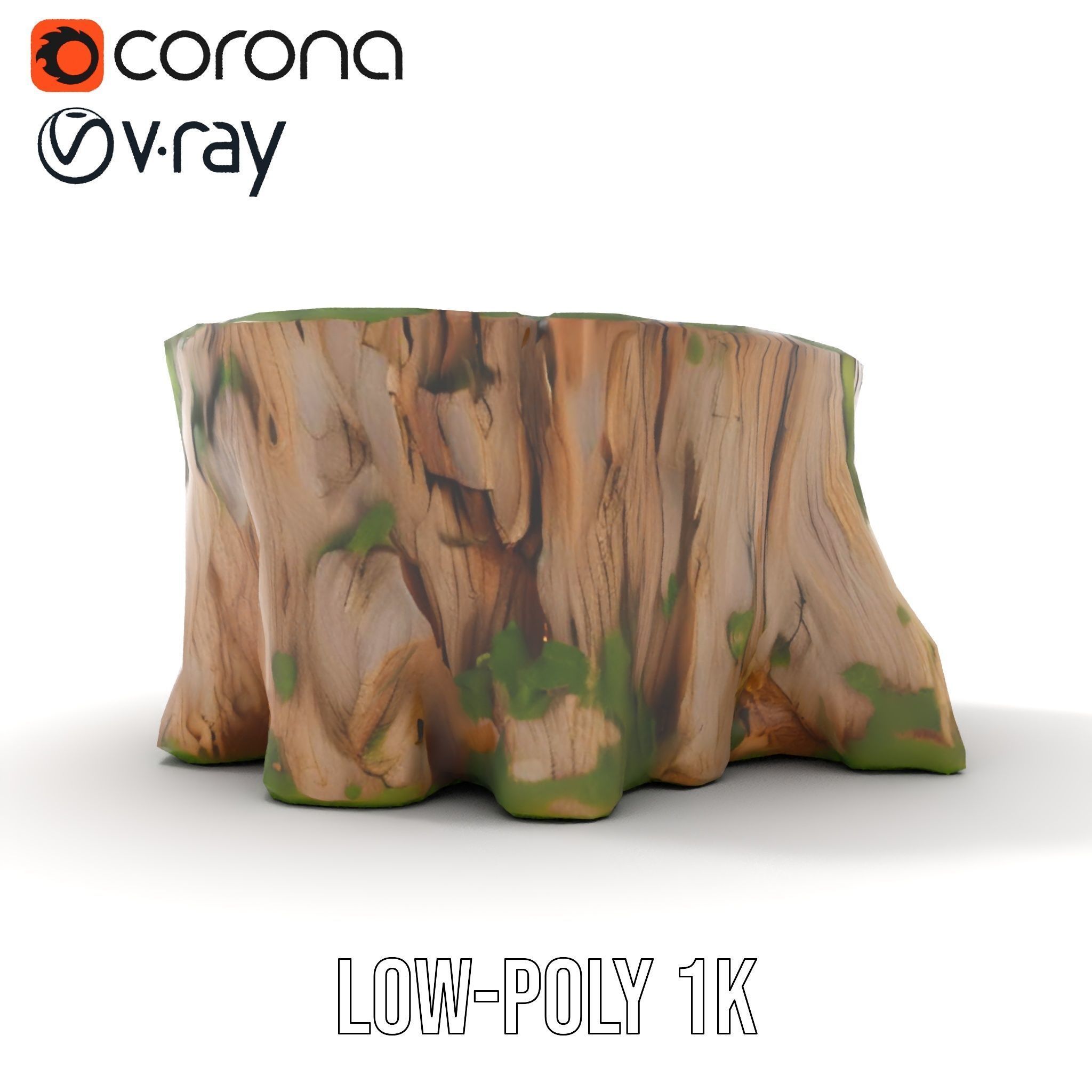 Mossy Tree Stump D Model Pack Low-poly 3D model_17
