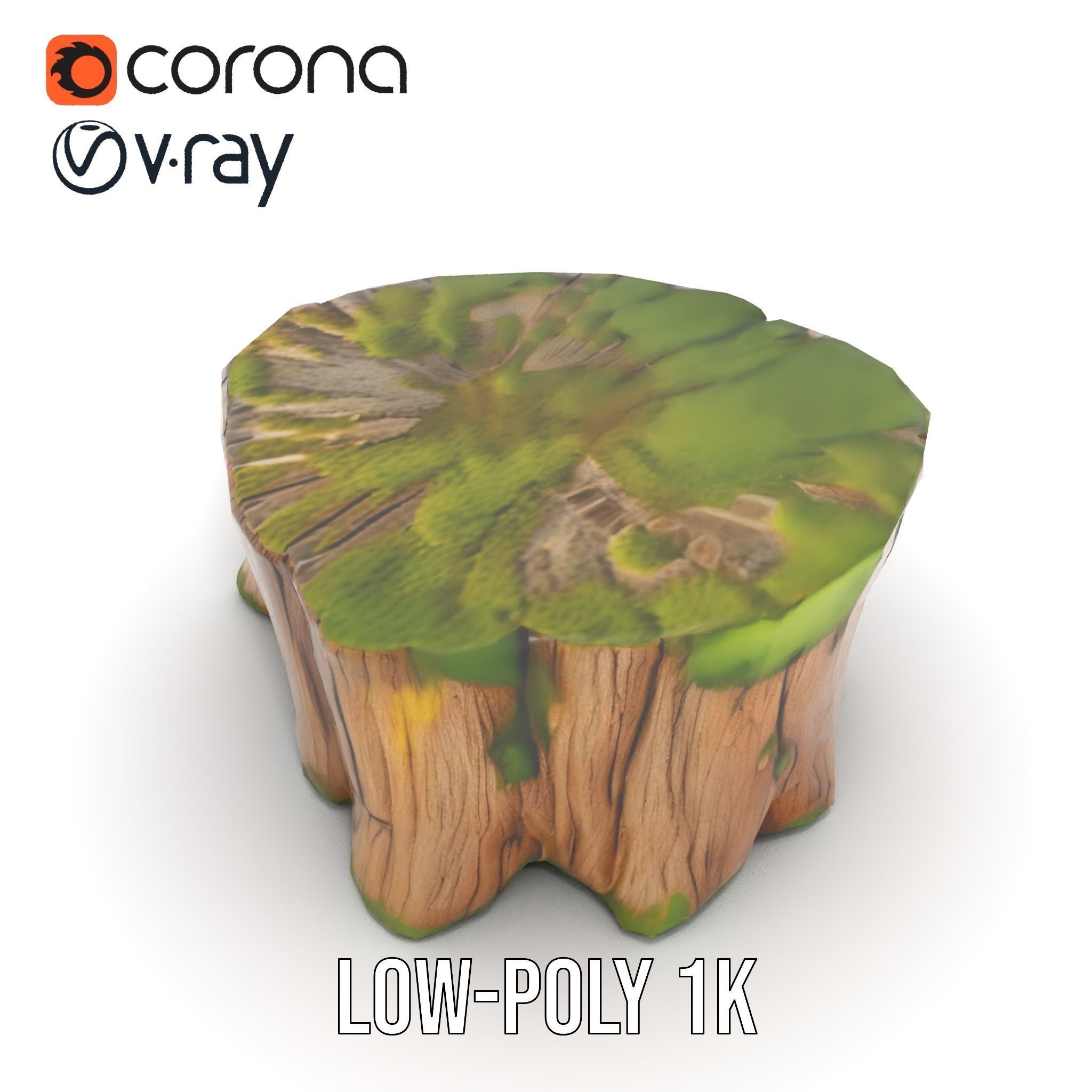Mossy Tree Stump D Model Pack Low-poly 3D model_9