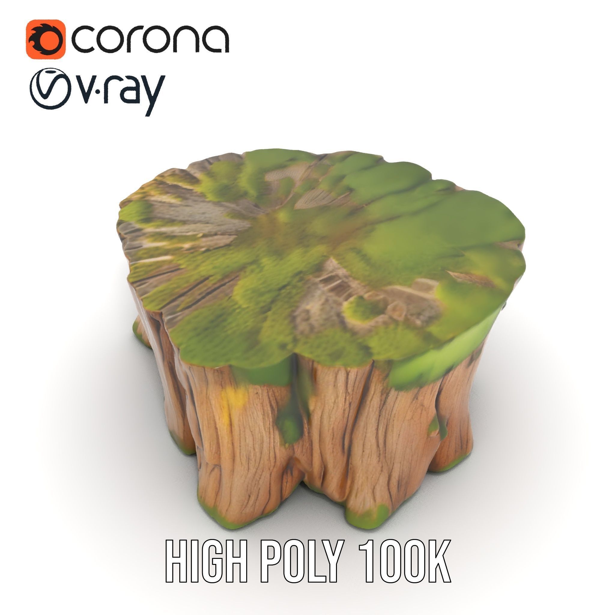 Mossy Tree Stump D Model Pack Low-poly 3D model_20