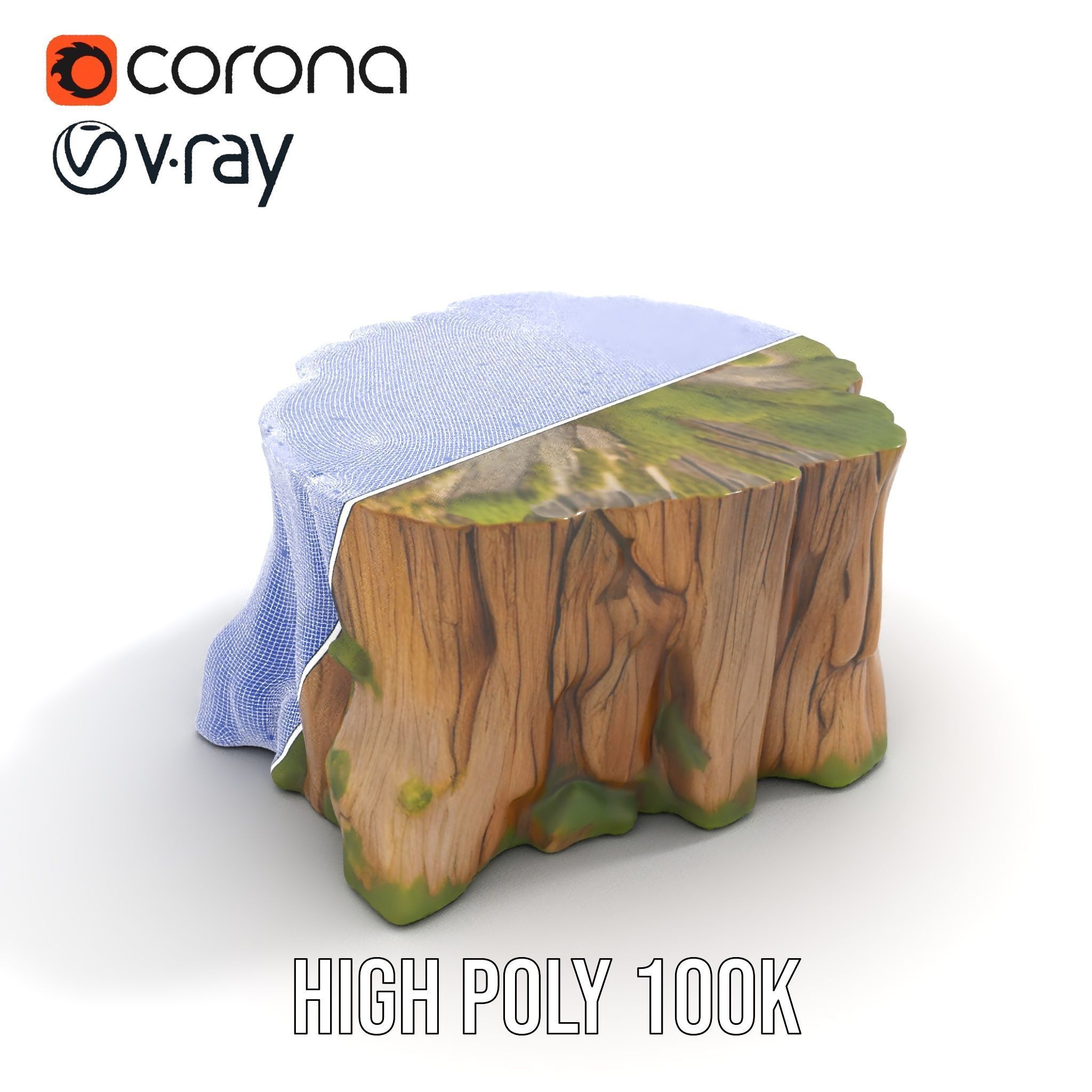 Mossy Tree Stump D Model Pack Low-poly 3D model_23