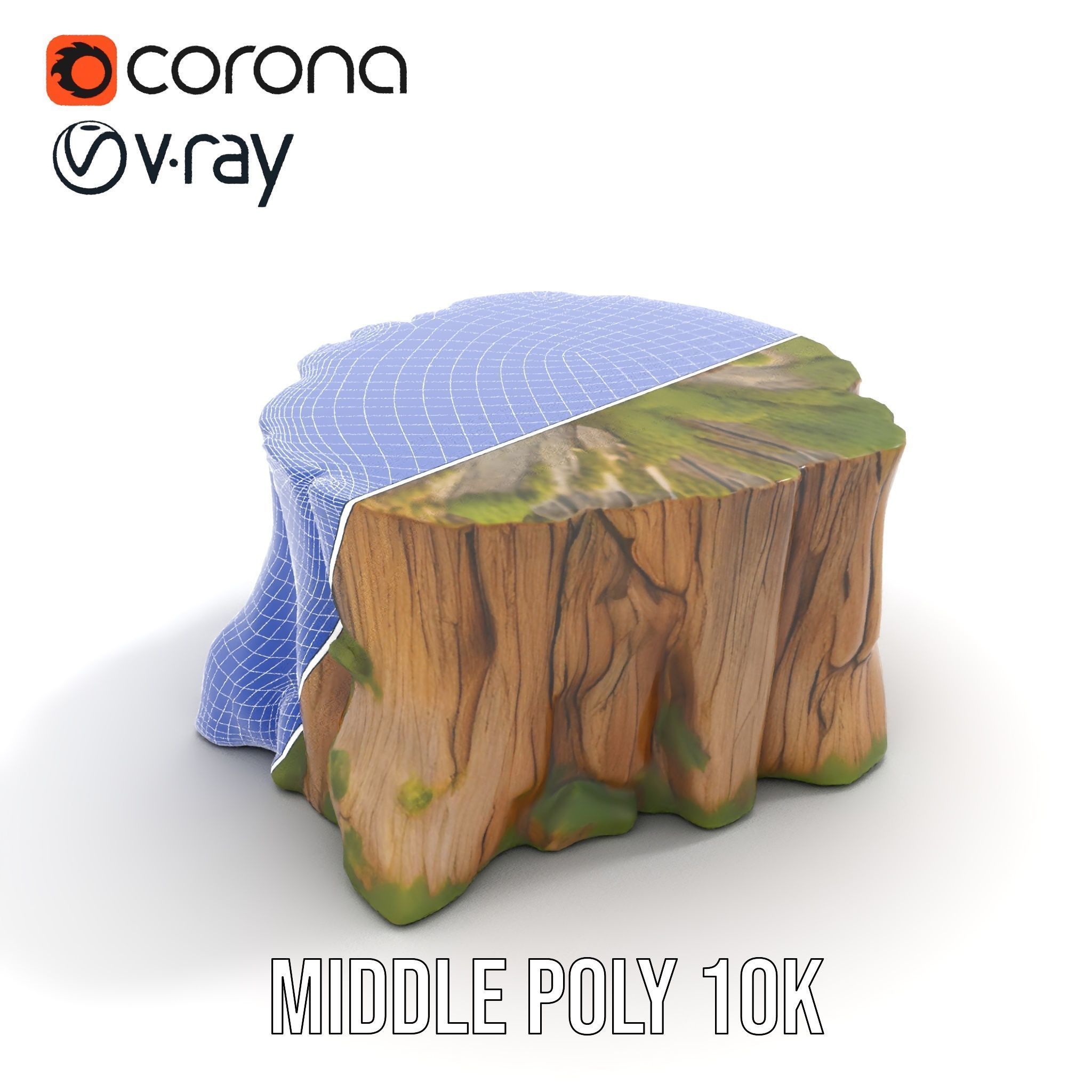 Mossy Tree Stump D Model Pack Low-poly 3D model_21