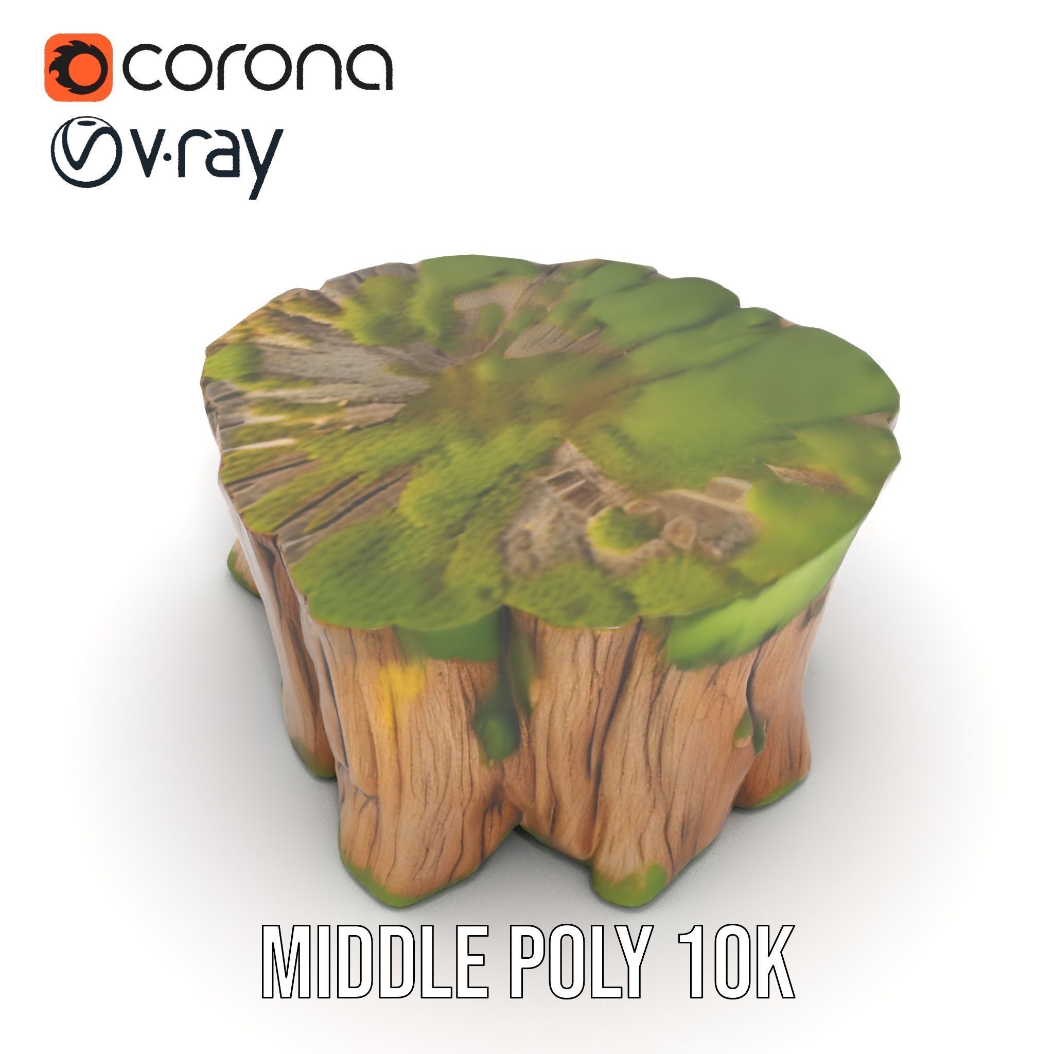 Mossy Tree Stump D Model Pack Low-poly 3D model_18