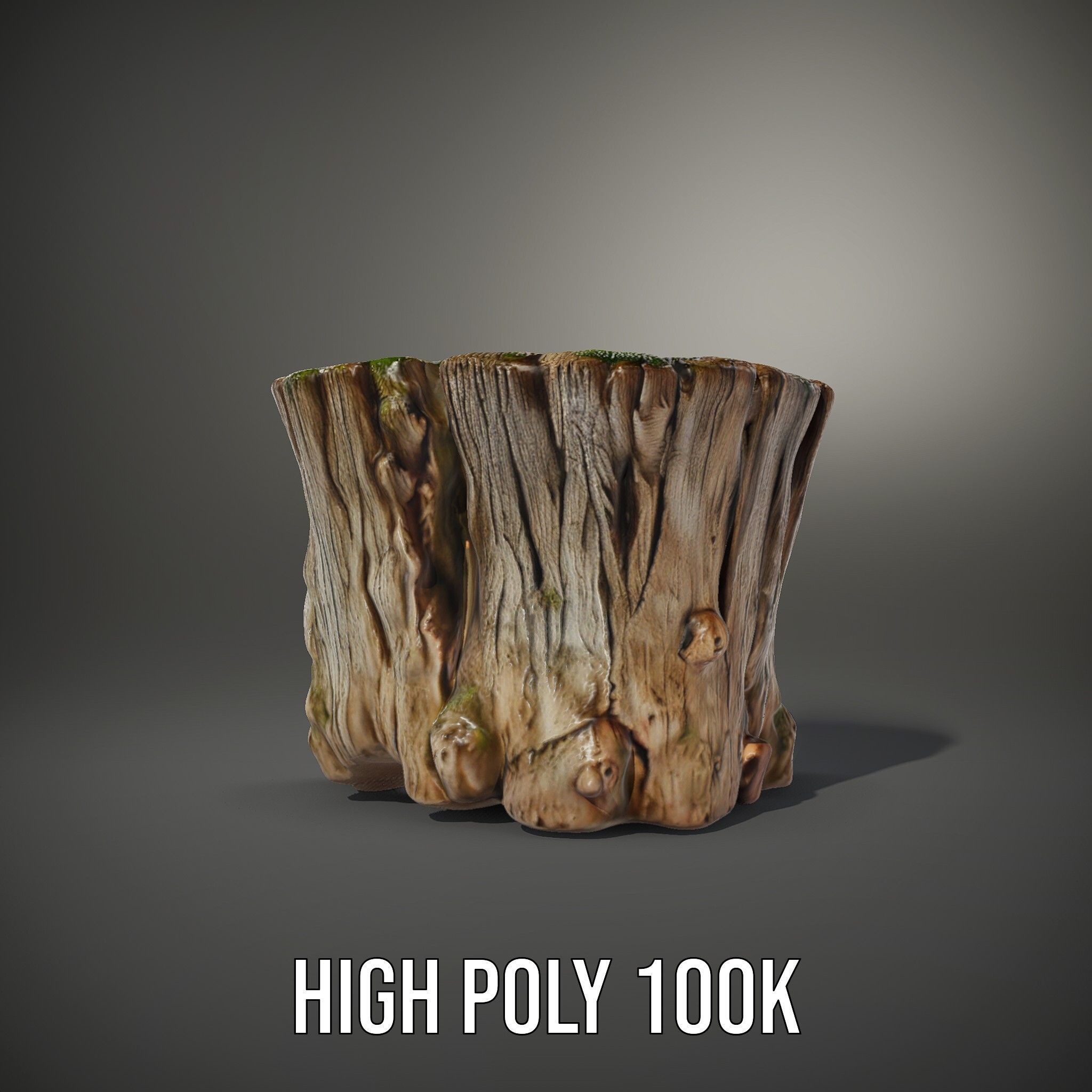 Tree Stump with Moss Model Pack Low-poly 3D model_8