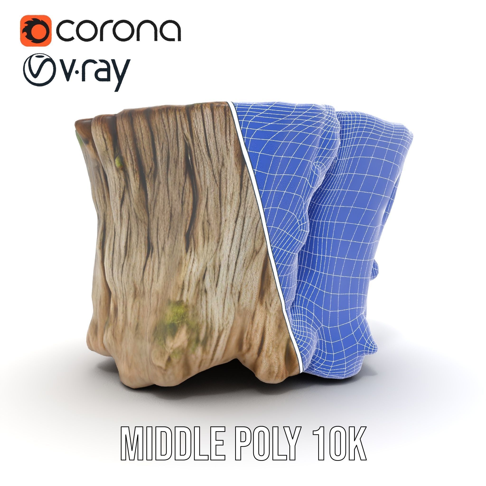 Tree Stump with Moss Model Pack Low-poly 3D model_15