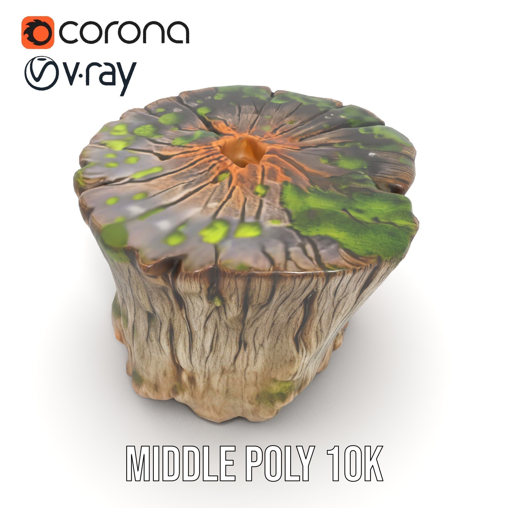 Tree Stump with Moss Model Pack Low-poly 3D model_6